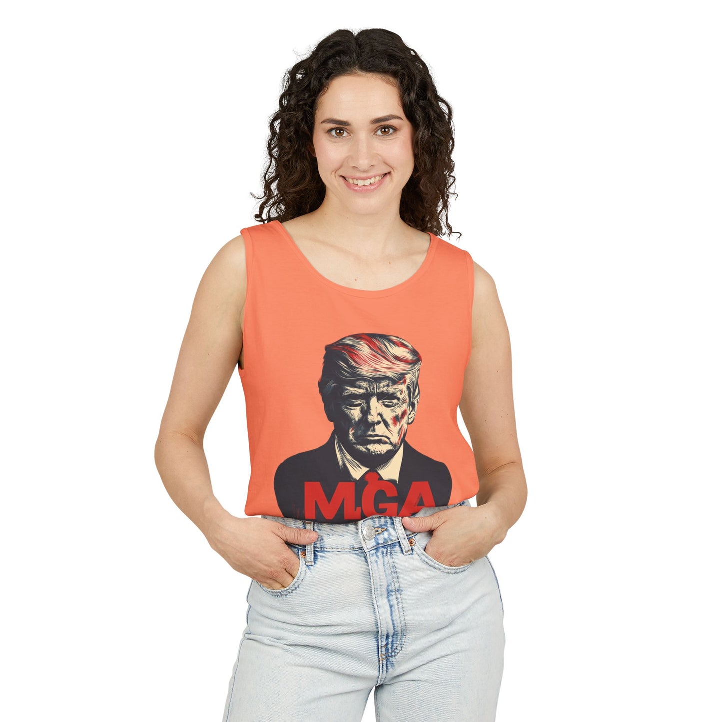 Unisex Garment-Dyed Tank Top - MAGA Graphic Tee for Political Enthusiasts
