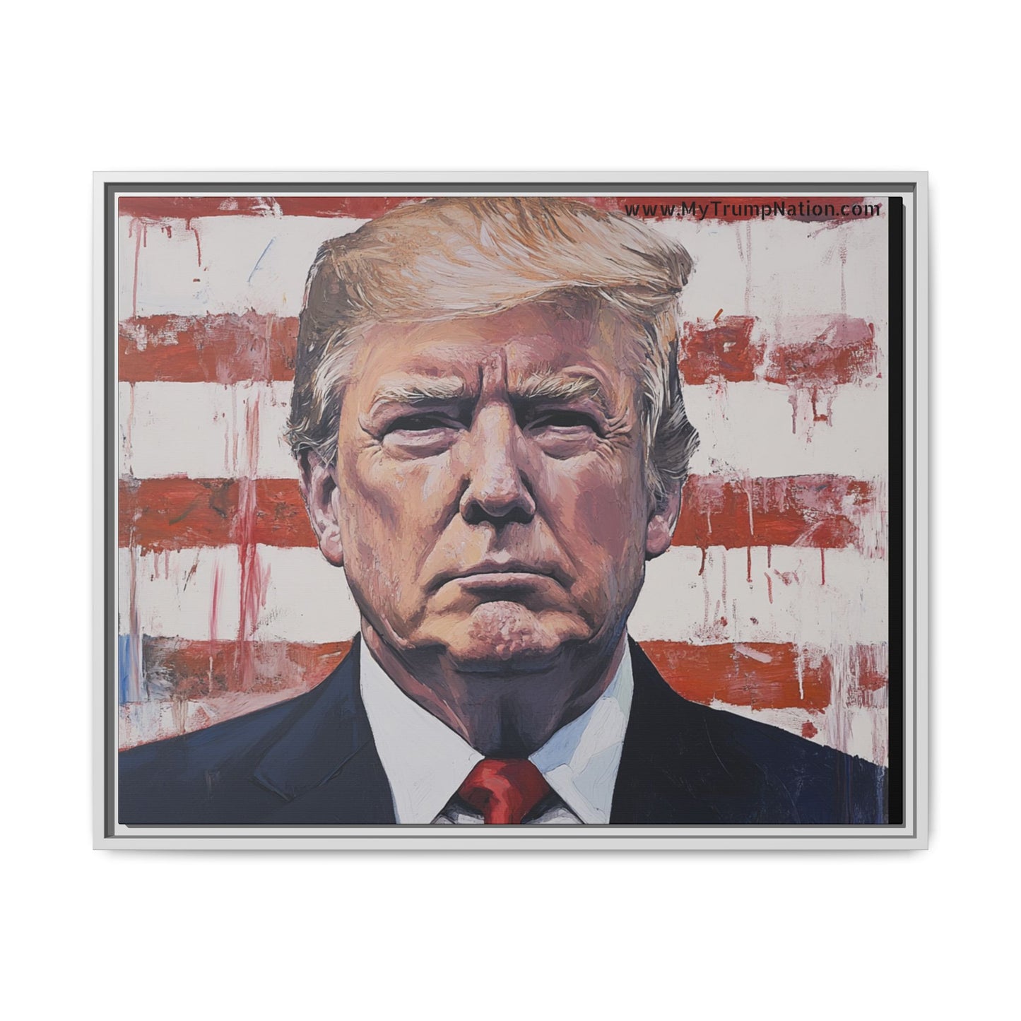 Patriotic Framed Canvas Art - Donald Trump Portrait