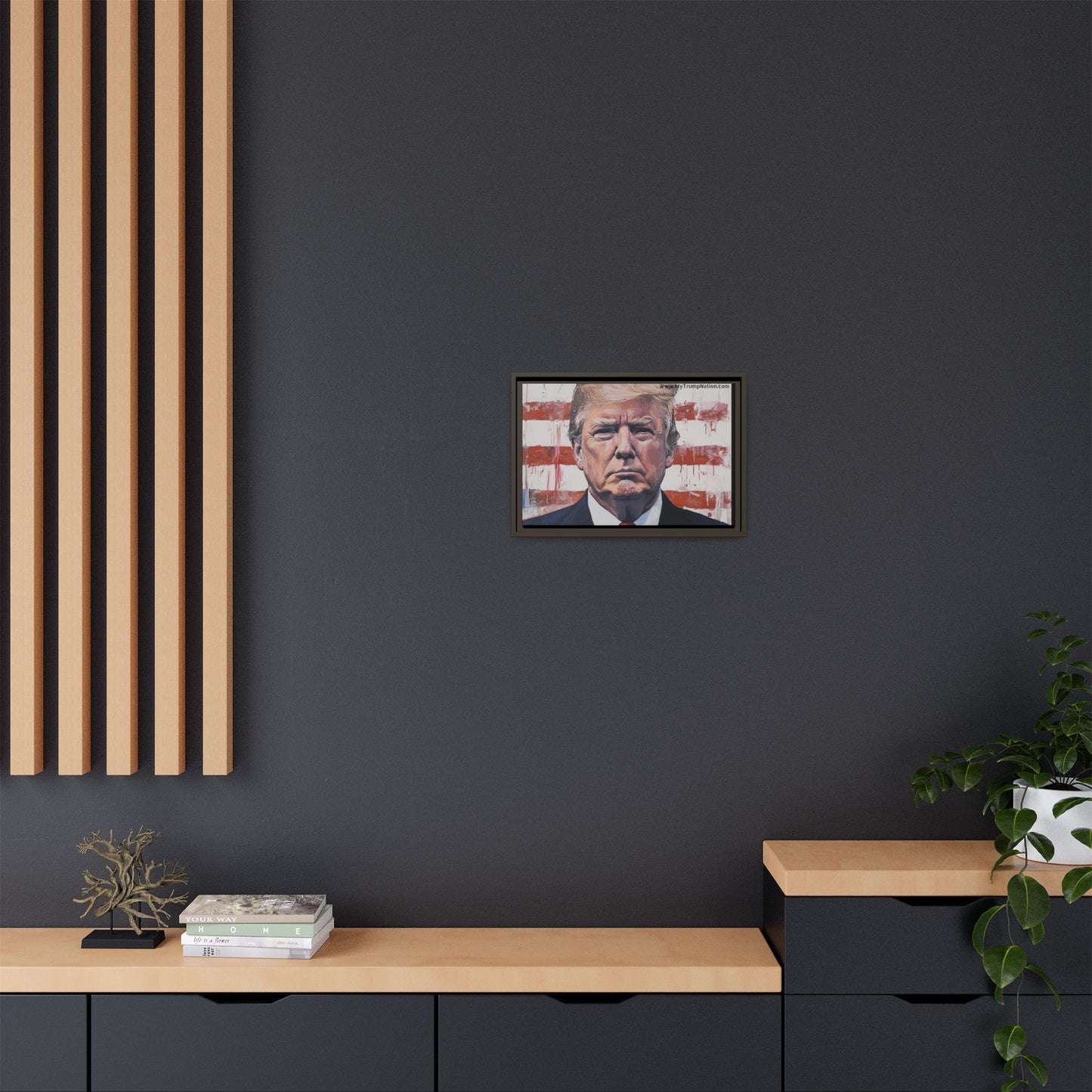 Patriotic Framed Canvas Art - Donald Trump Portrait