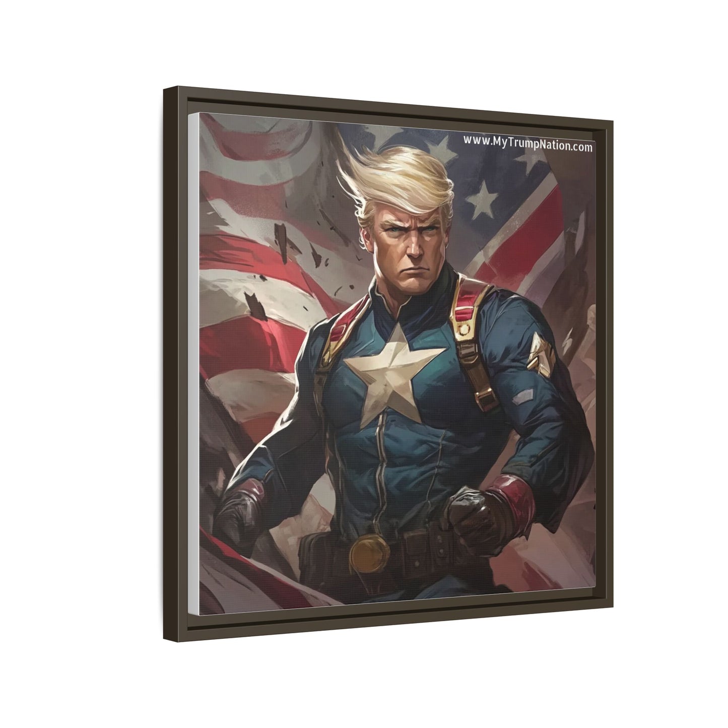 Donald Trump Patriotic Superhero Framed Canvas