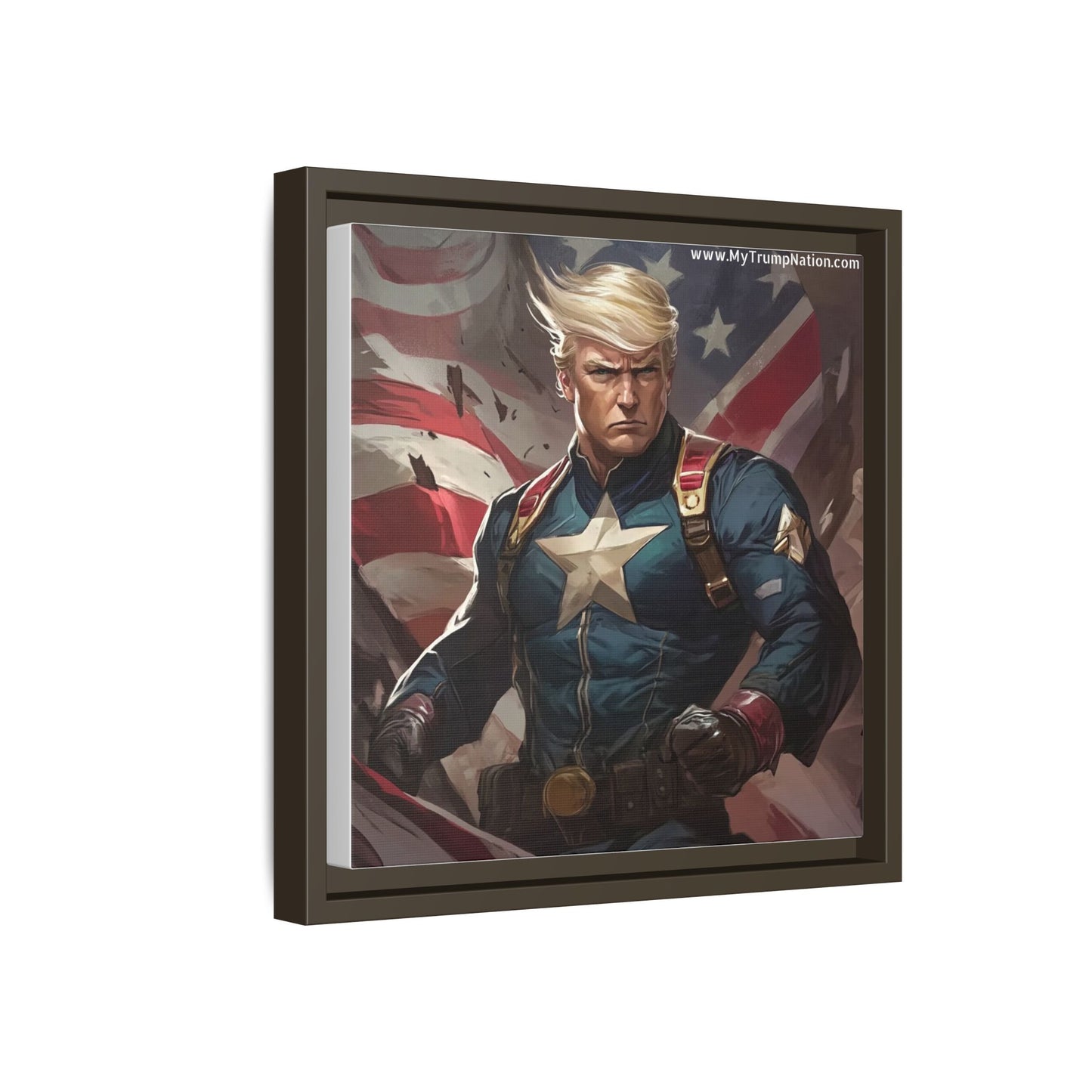 Donald Trump Patriotic Superhero Framed Canvas