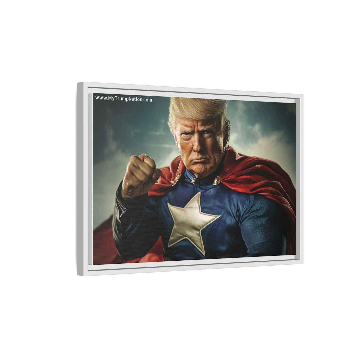 Donald Trump Patriotic Superhero Framed Canvas