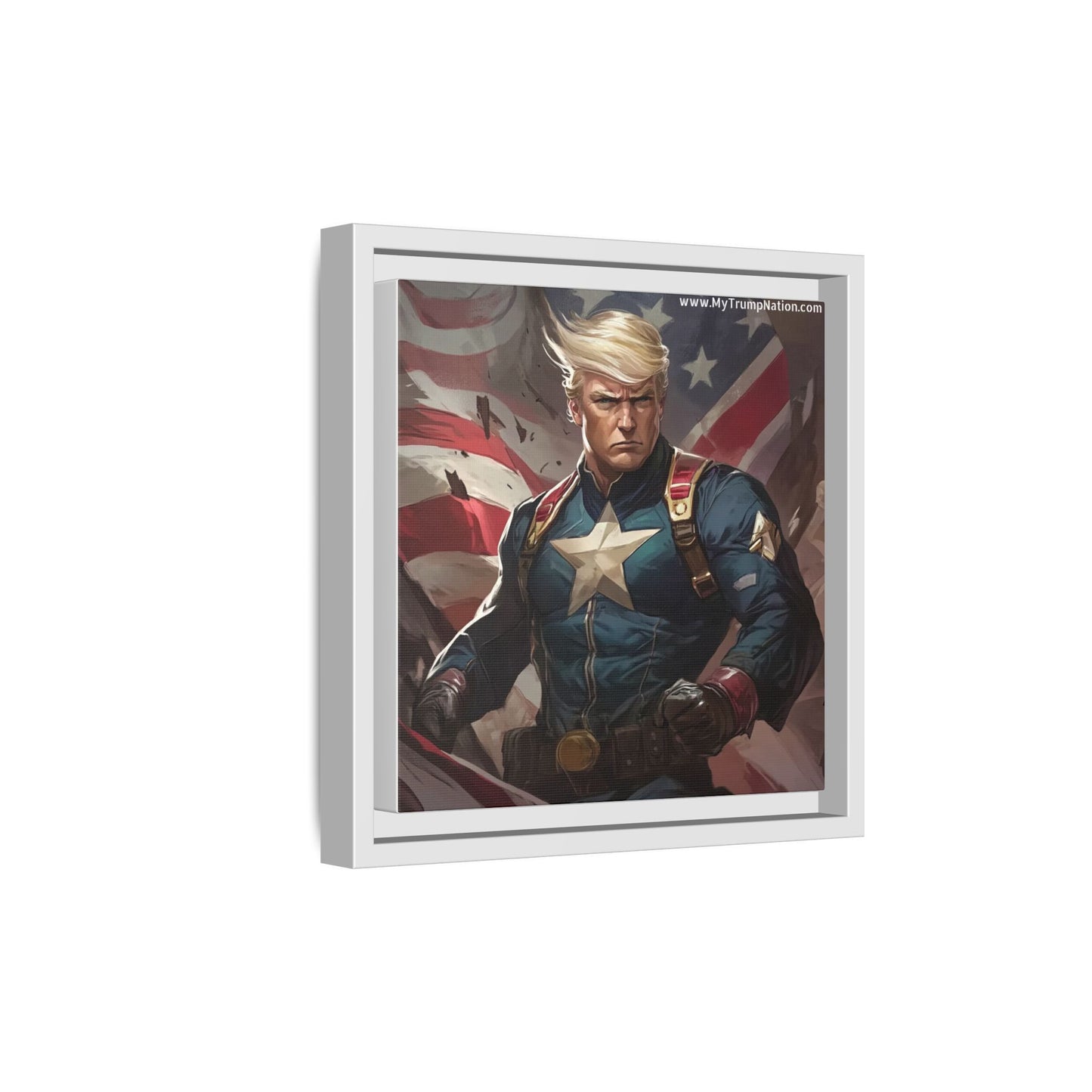 Donald Trump Patriotic Superhero Framed Canvas
