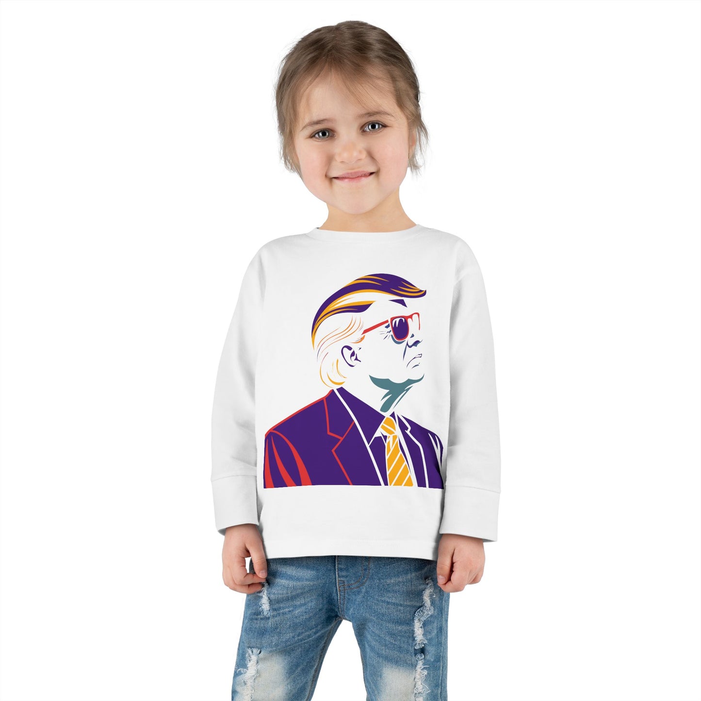 Toddler Long Sleeve Tee - Cool Political Kids Shirt with Sunglasses Design