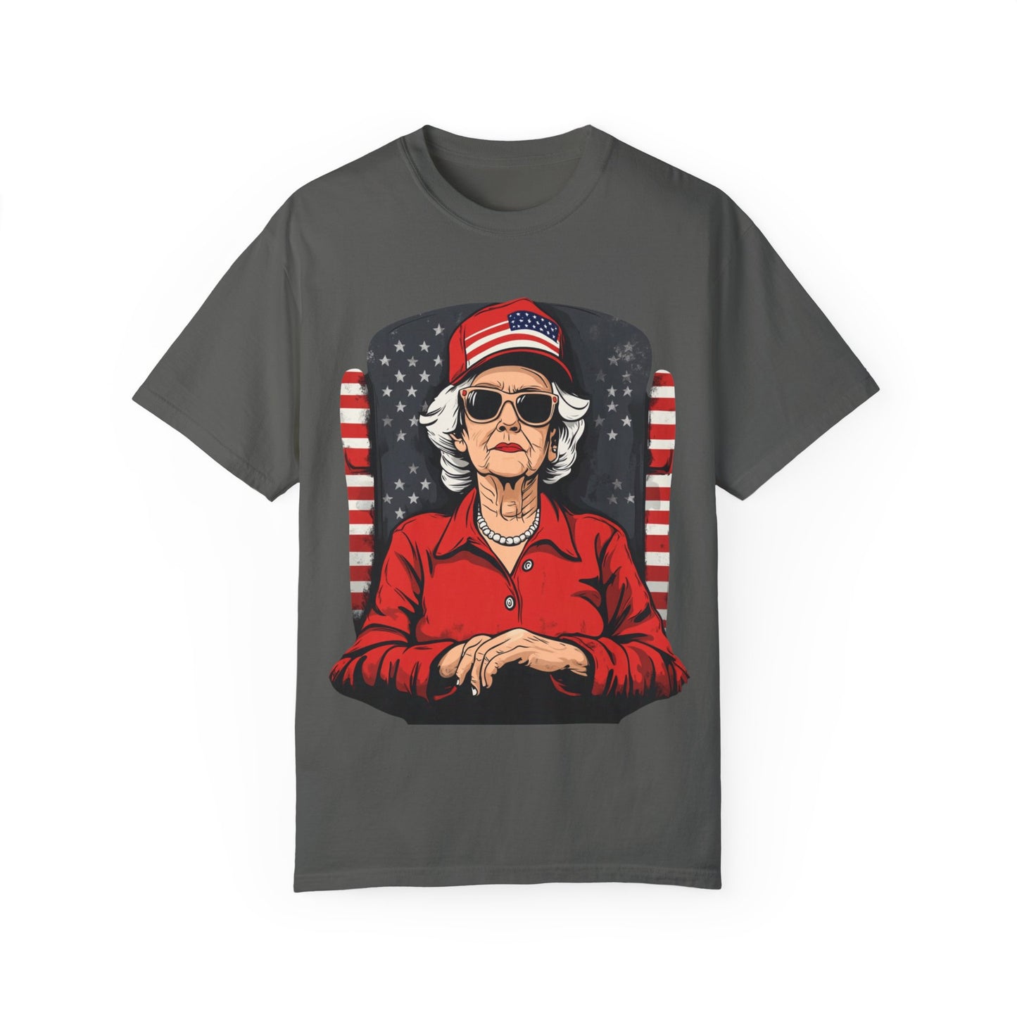 Patriotic Grandma T-Shirt - Unisex Garment-Dyed Tee for Independence Day