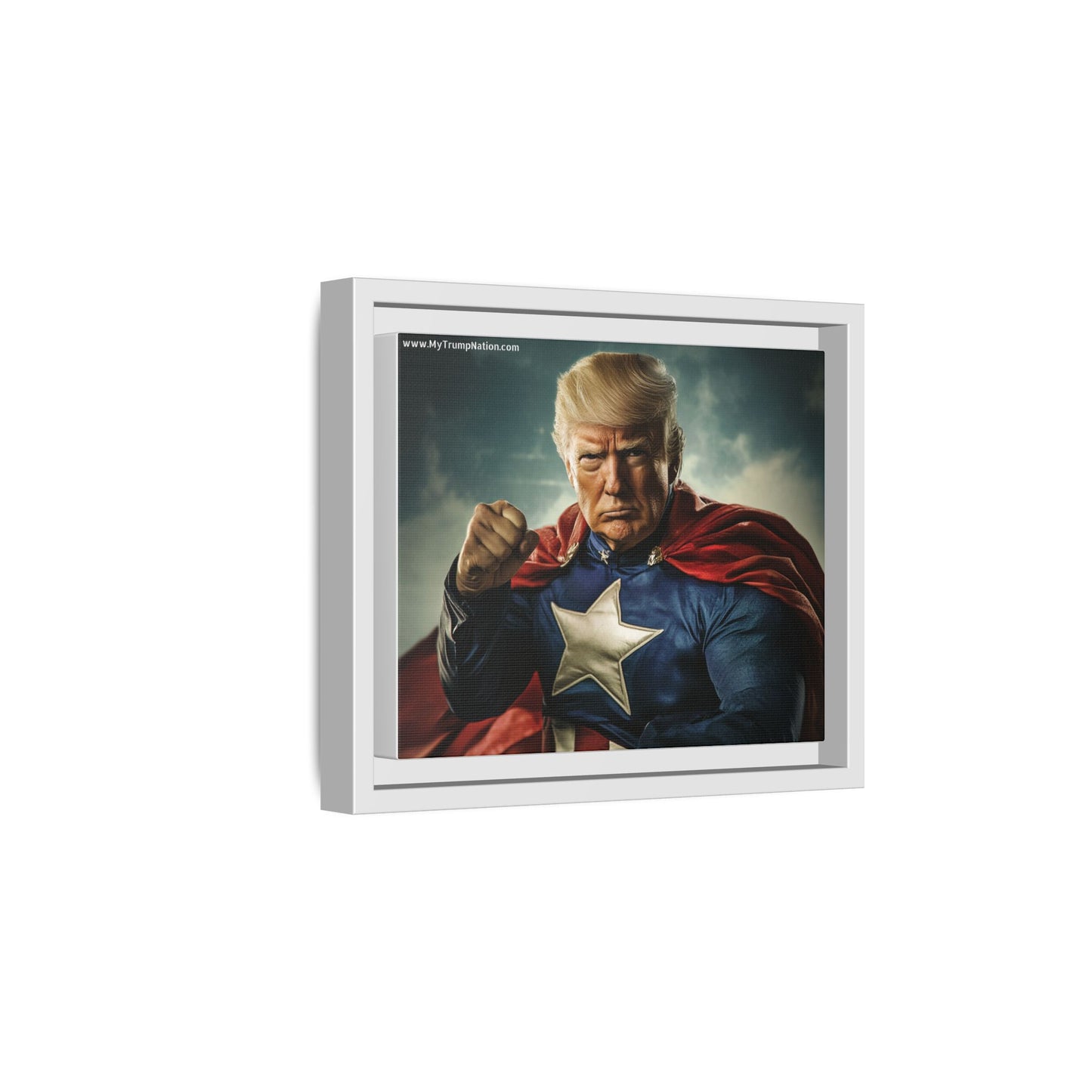 Donald Trump Patriotic Superhero Framed Canvas