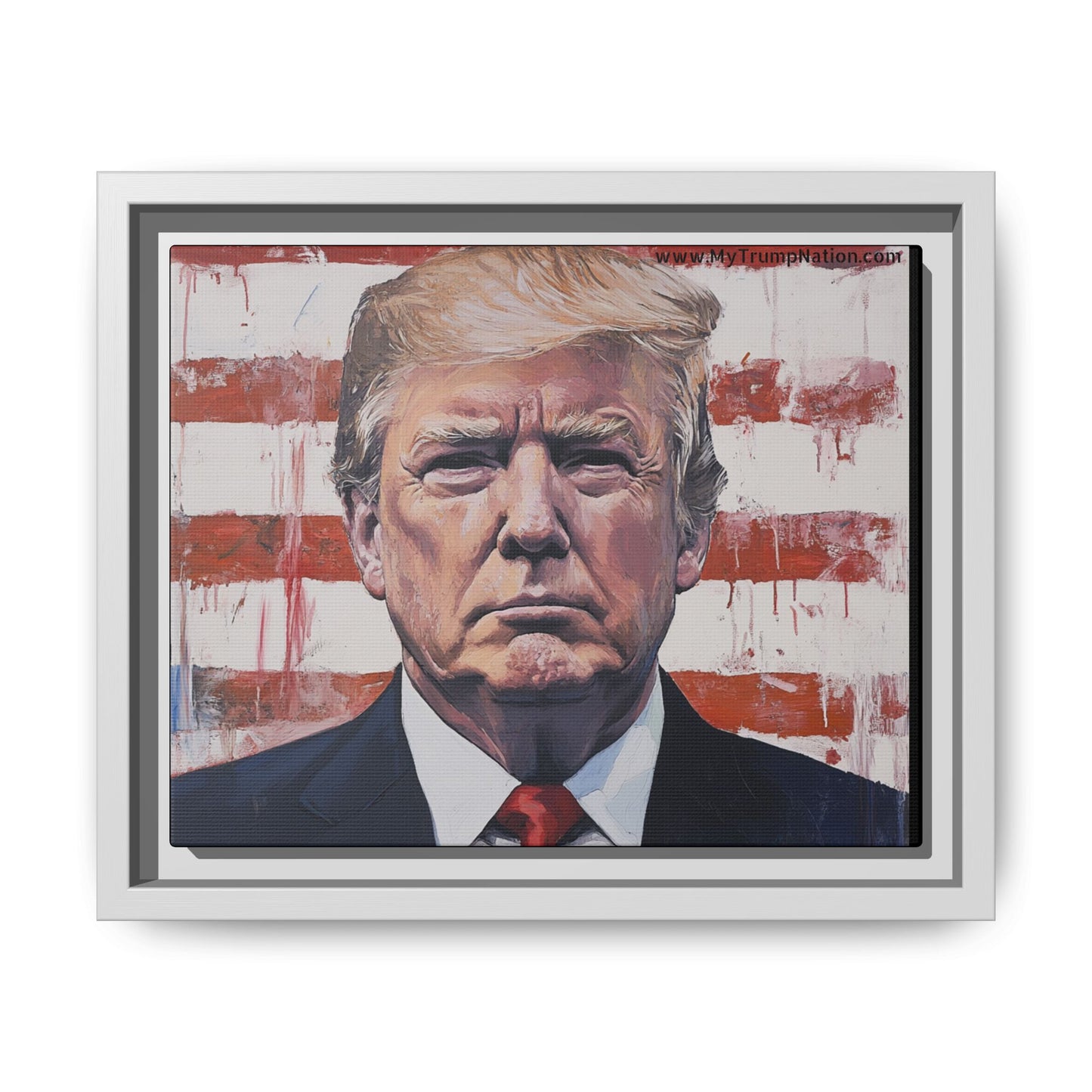 Patriotic Framed Canvas Art - Donald Trump Portrait