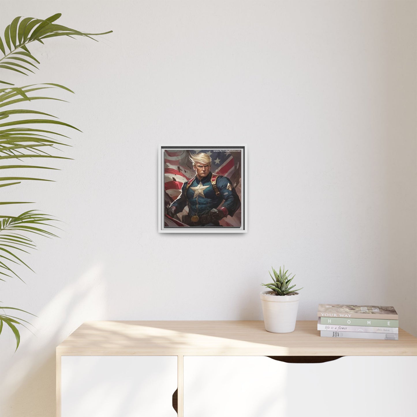 Donald Trump Patriotic Superhero Framed Canvas