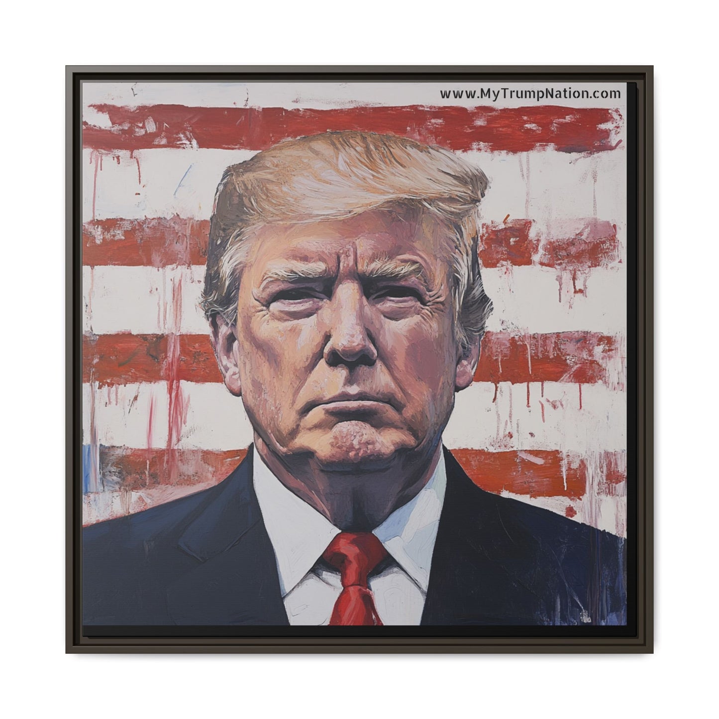 Patriotic Framed Canvas Art - Donald Trump Portrait