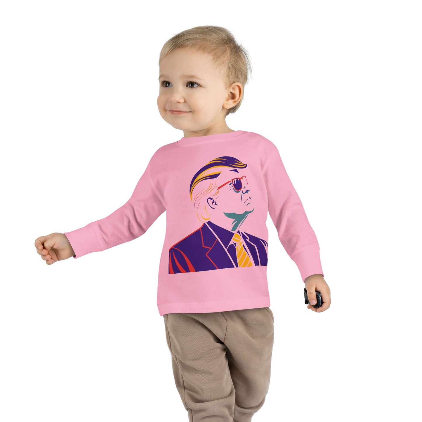 Toddler Long Sleeve Tee - Cool Political Kids Shirt with Sunglasses Design