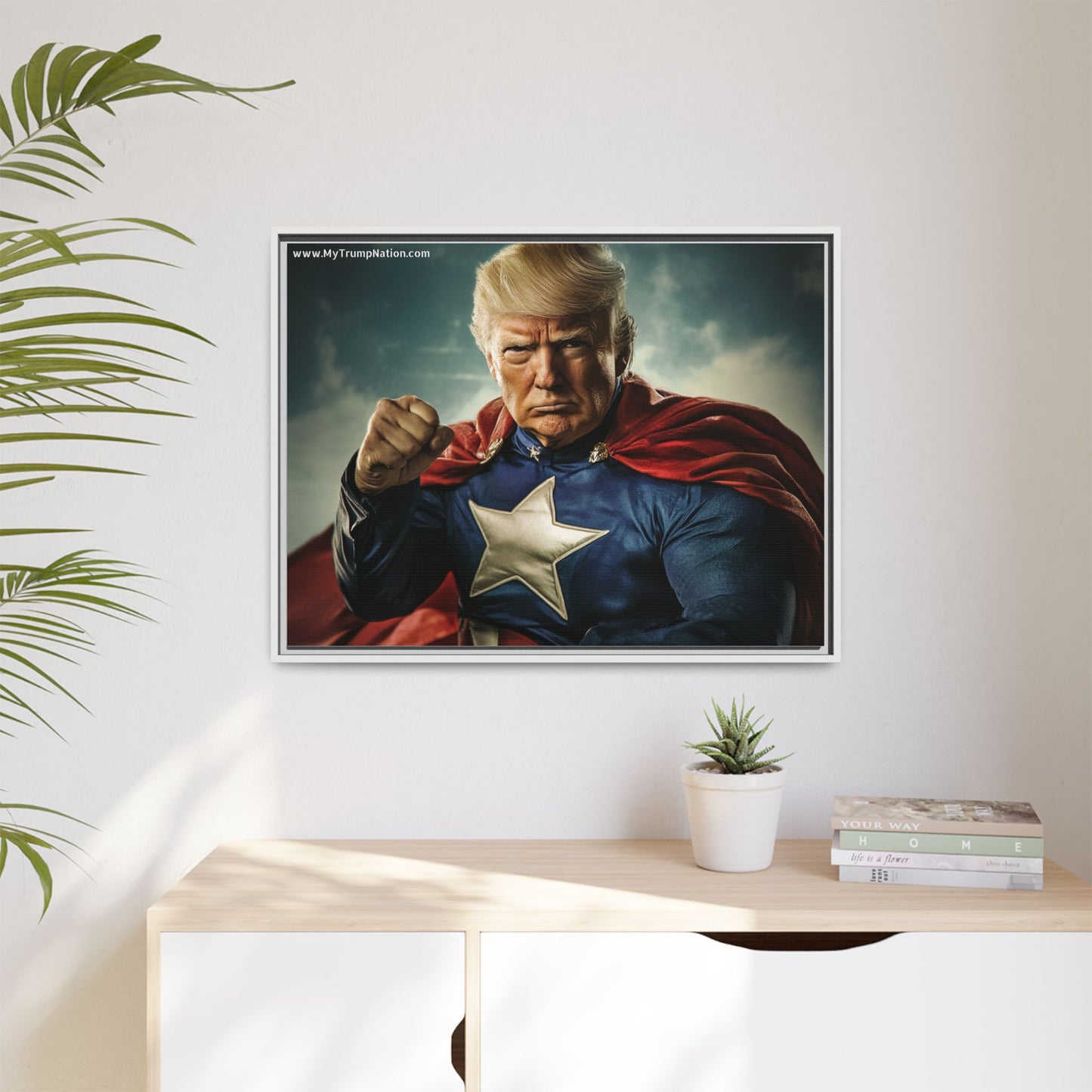 Donald Trump Patriotic Superhero Framed Canvas