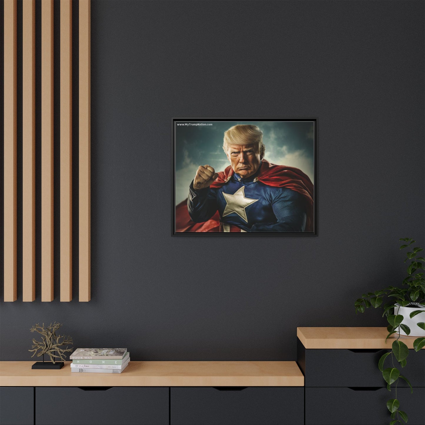 Donald Trump Patriotic Superhero Framed Canvas