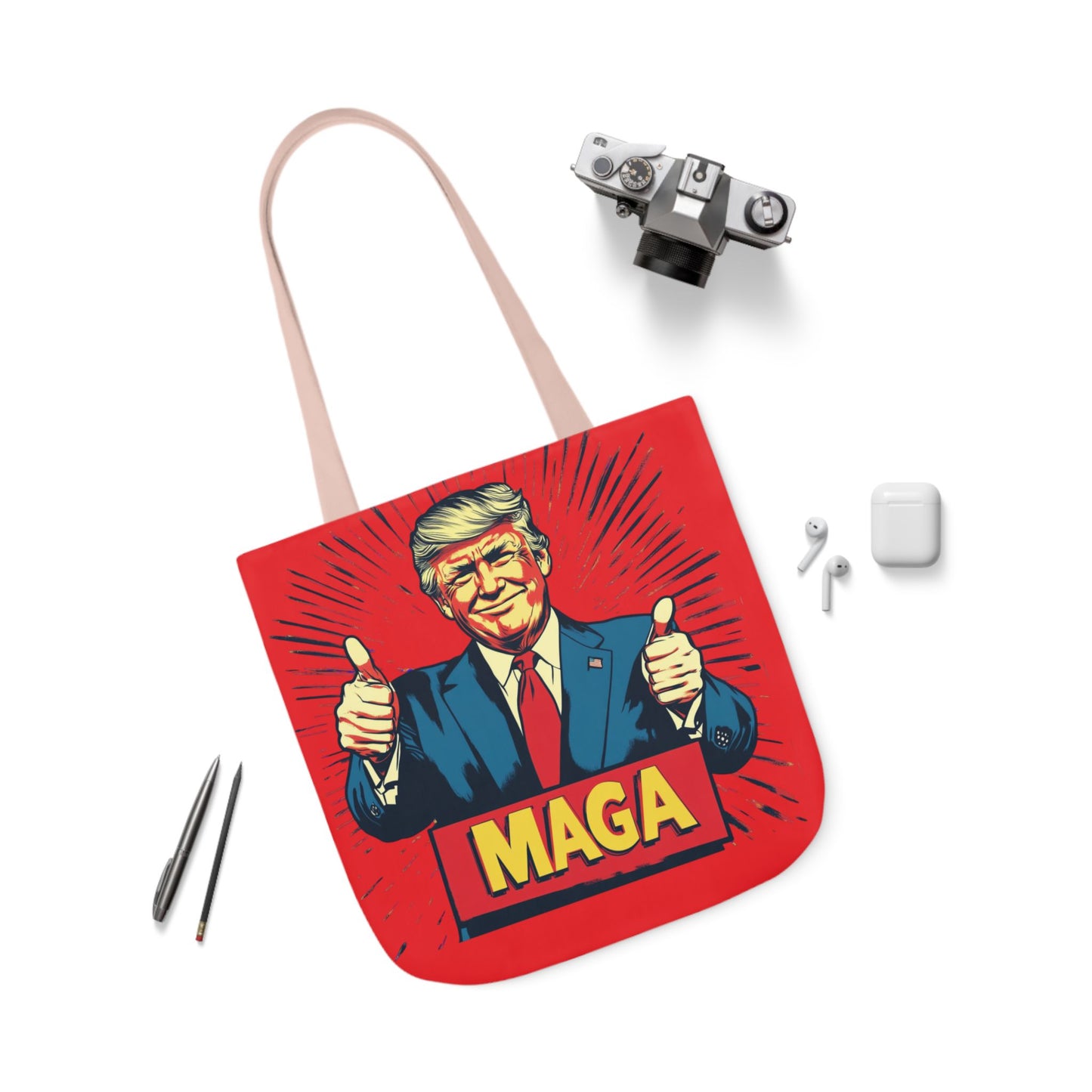 MAGA Canvas Tote Bag with Colorful Straps