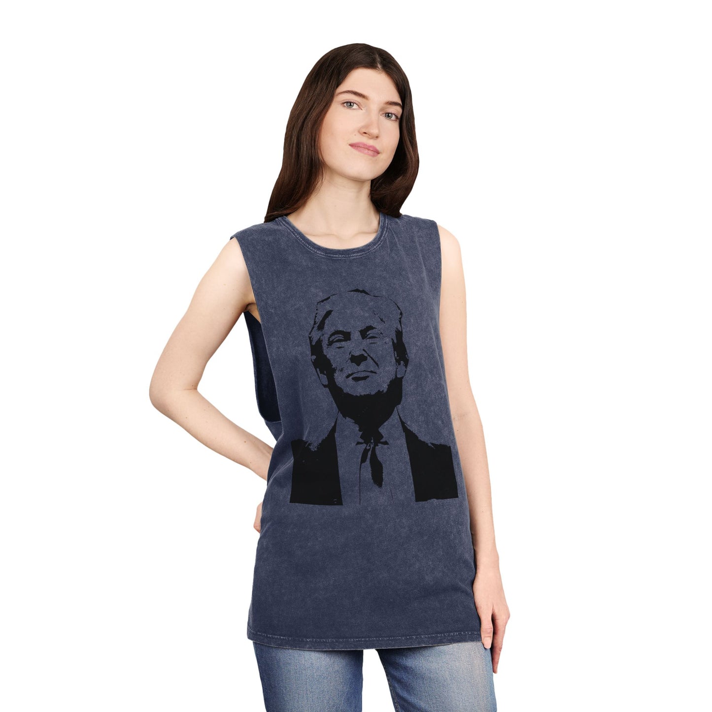 Unisex Stonewash Tank Top - Vintage Style Trump Graphic