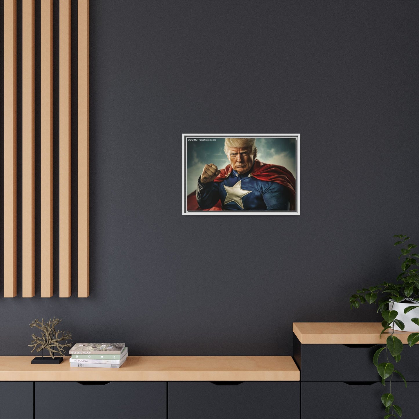 Donald Trump Patriotic Superhero Framed Canvas