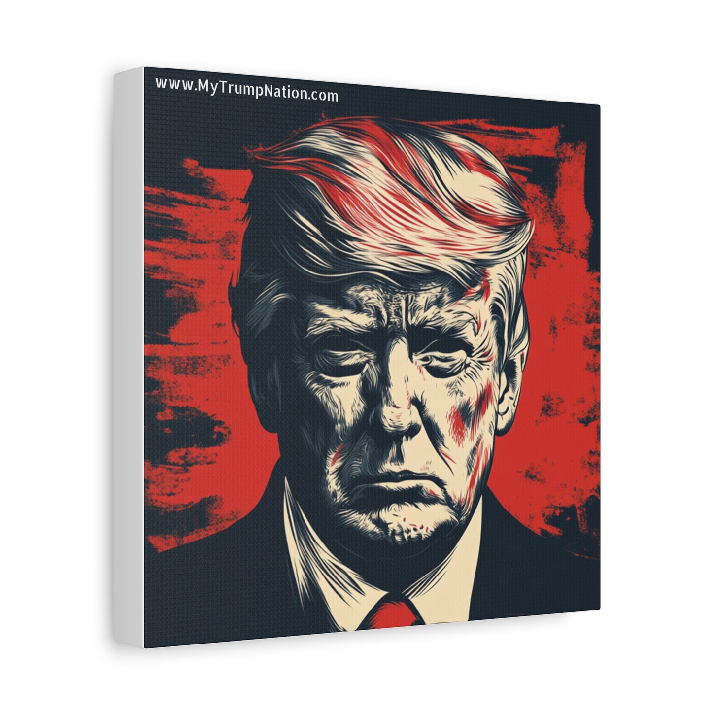 Political Wall Art: Stretched Matte Canvas Featuring Bold Trump Portrait