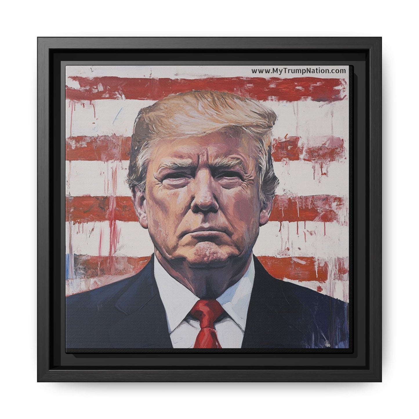 Patriotic Framed Canvas Art - Donald Trump Portrait