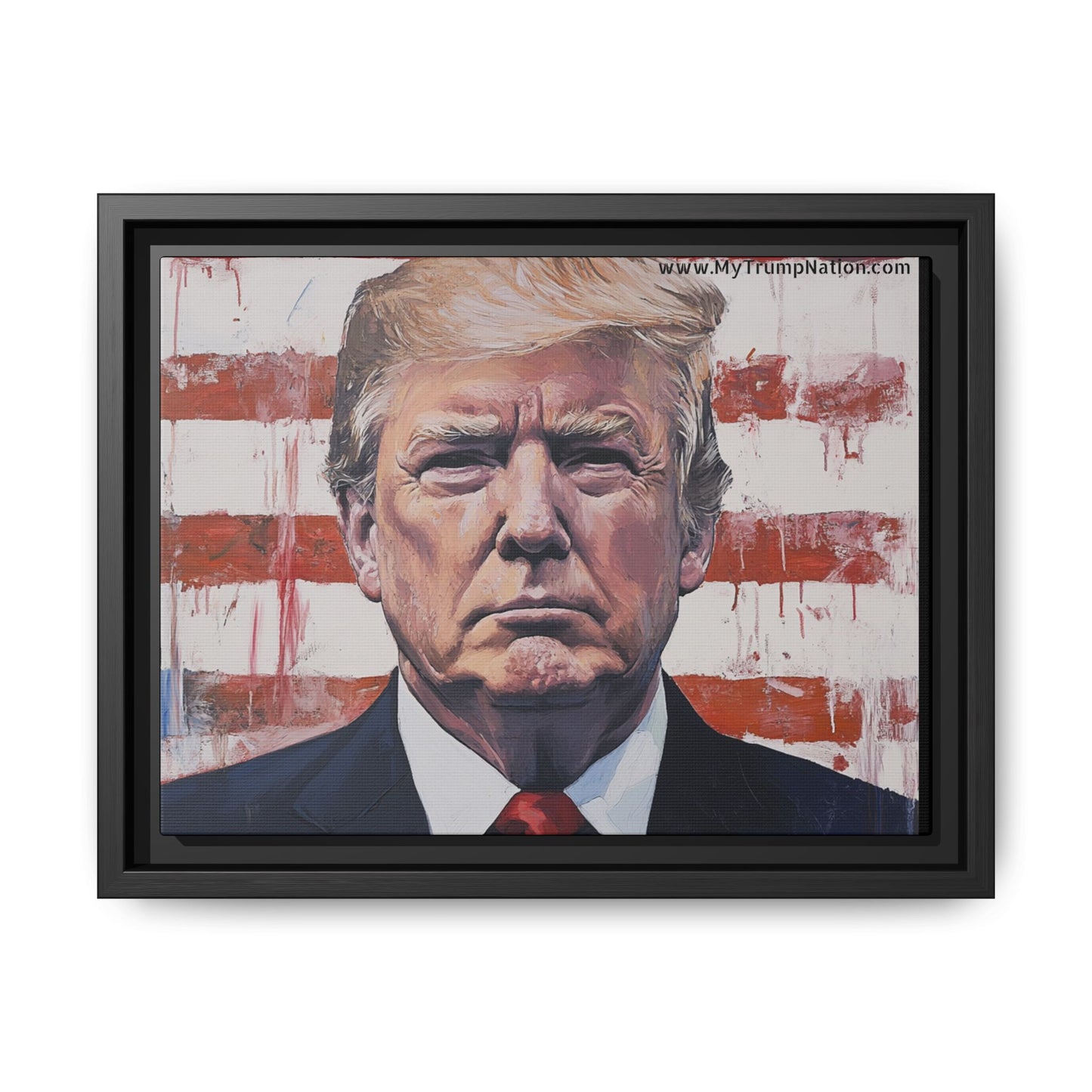 Patriotic Framed Canvas Art - Donald Trump Portrait