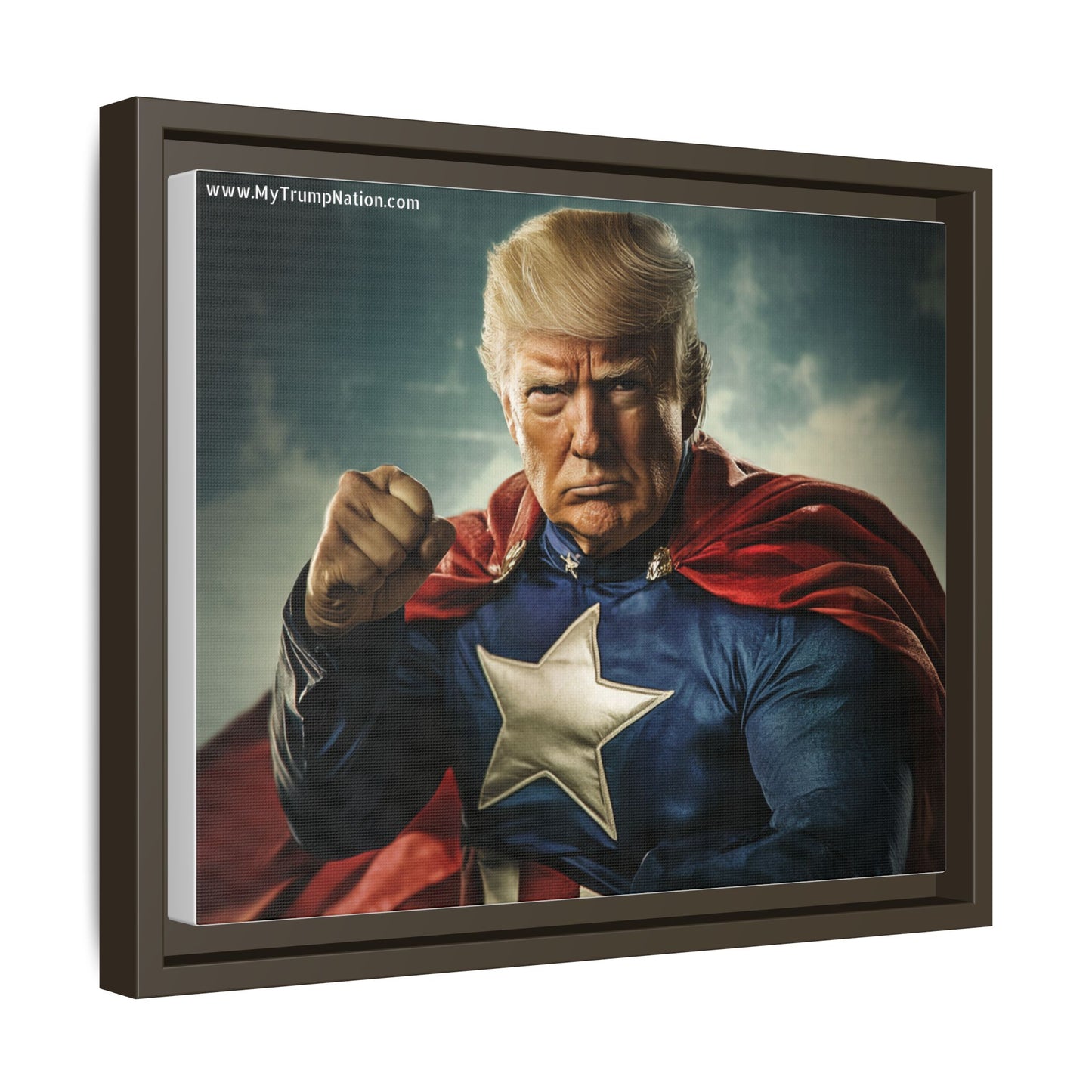 Donald Trump Patriotic Superhero Framed Canvas