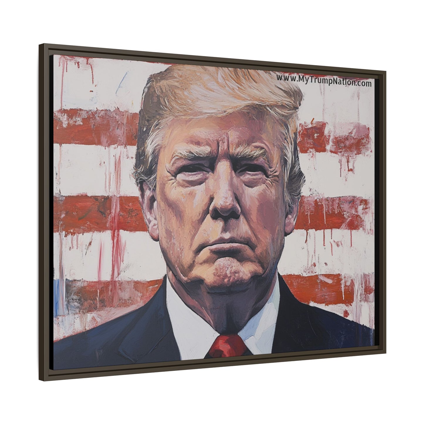Patriotic Framed Canvas Art - Donald Trump Portrait