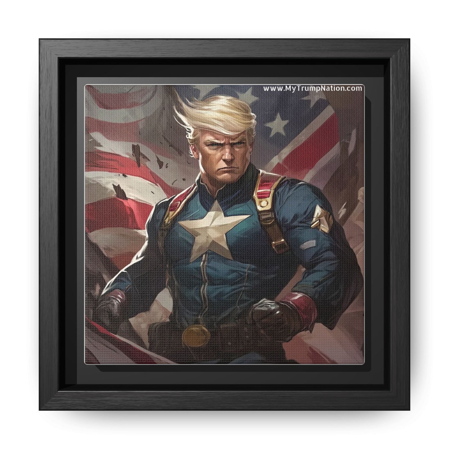 Donald Trump Patriotic Superhero Framed Canvas