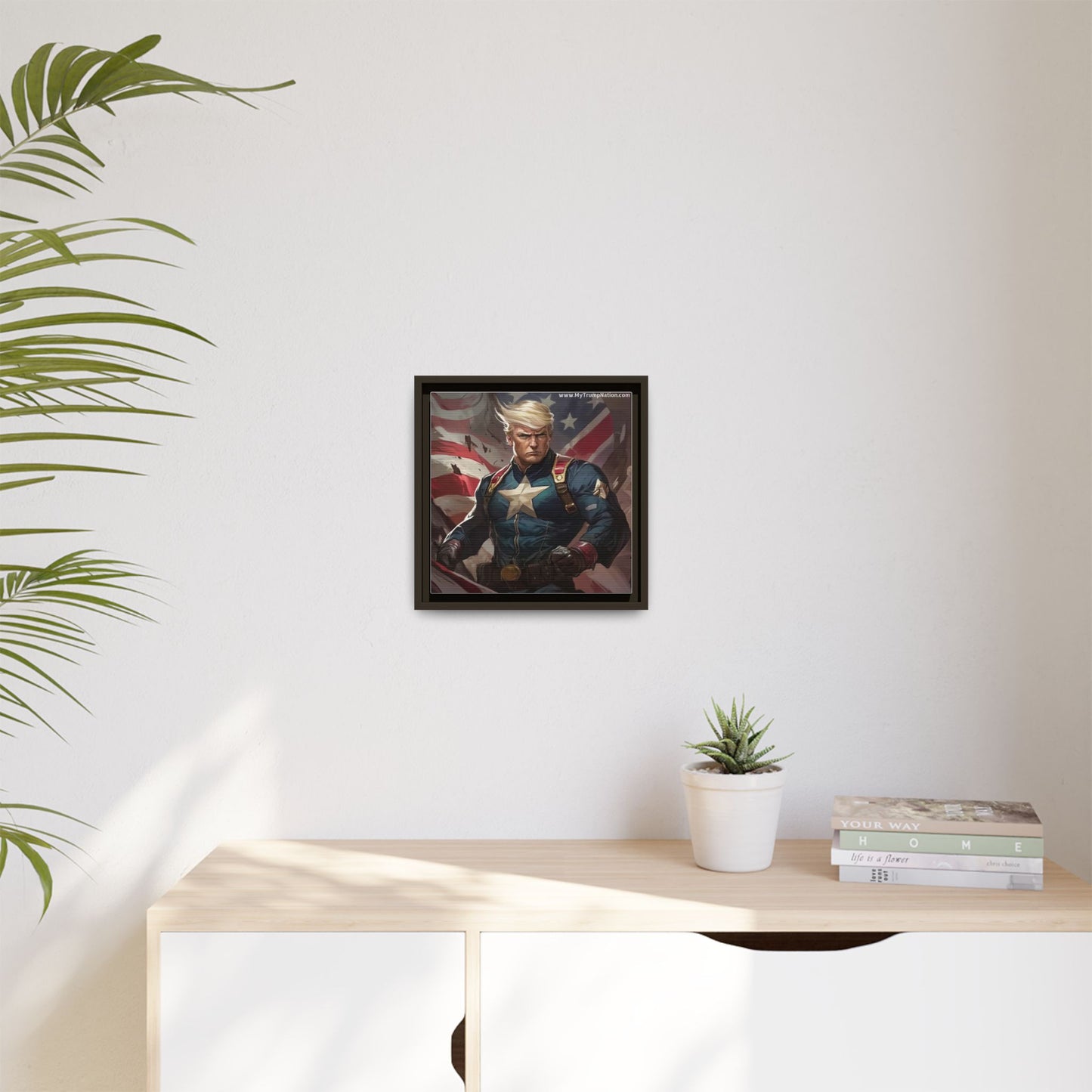 Donald Trump Patriotic Superhero Framed Canvas