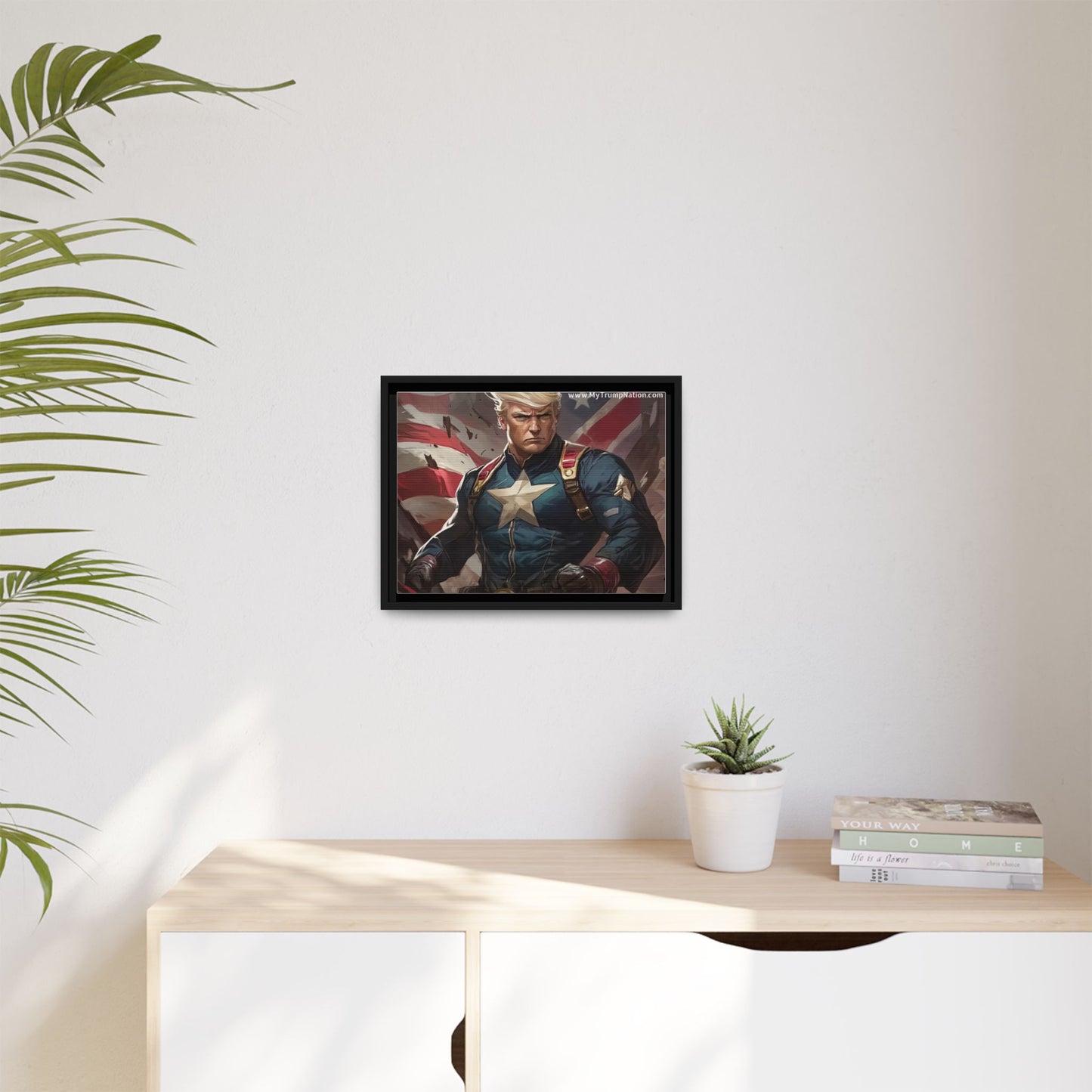 Donald Trump Patriotic Superhero Framed Canvas