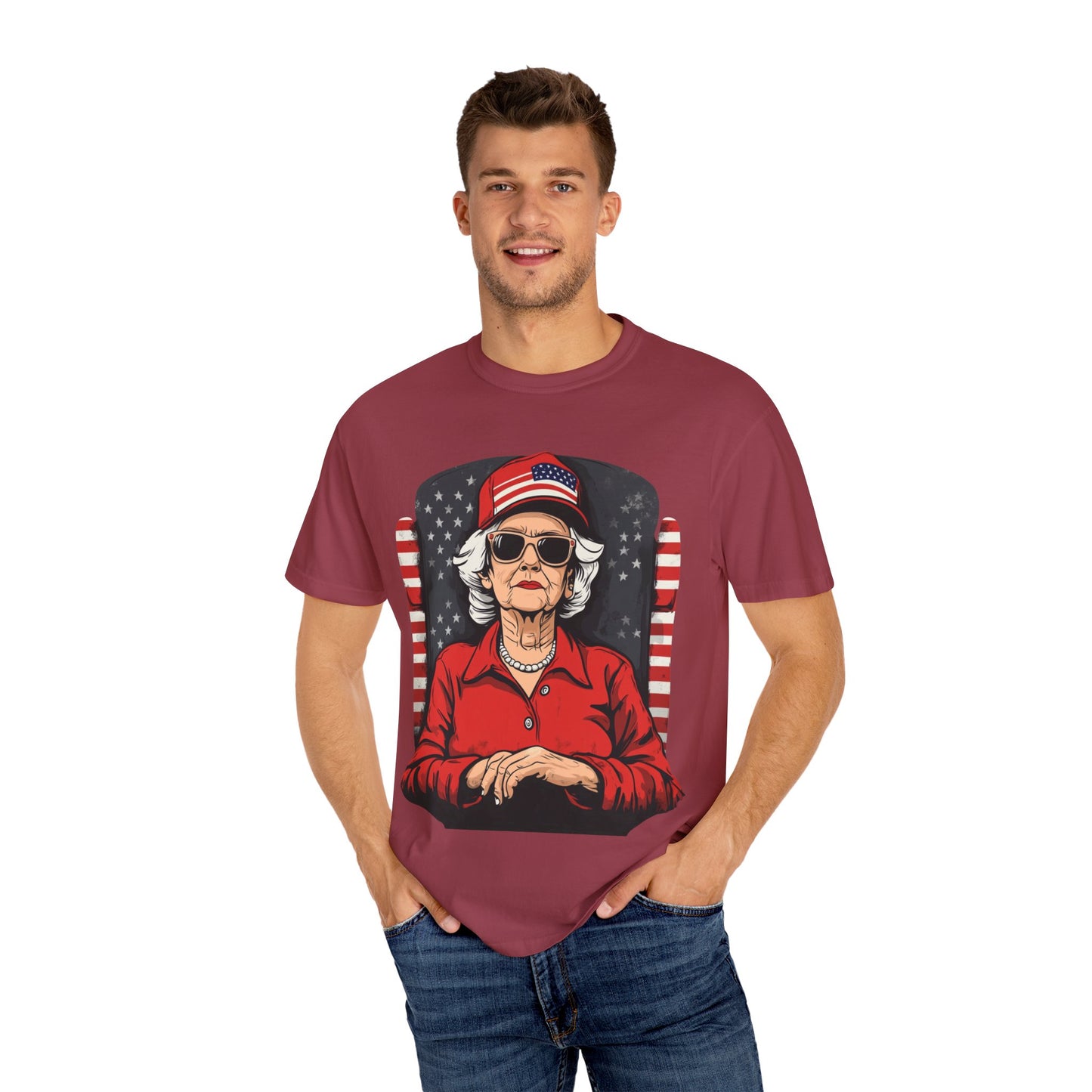 Patriotic Grandma T-Shirt - Unisex Garment-Dyed Tee for Independence Day