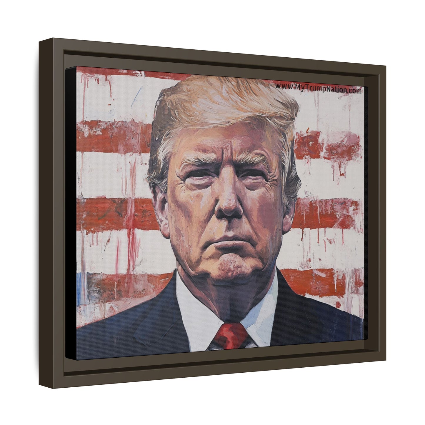 Patriotic Framed Canvas Art - Donald Trump Portrait