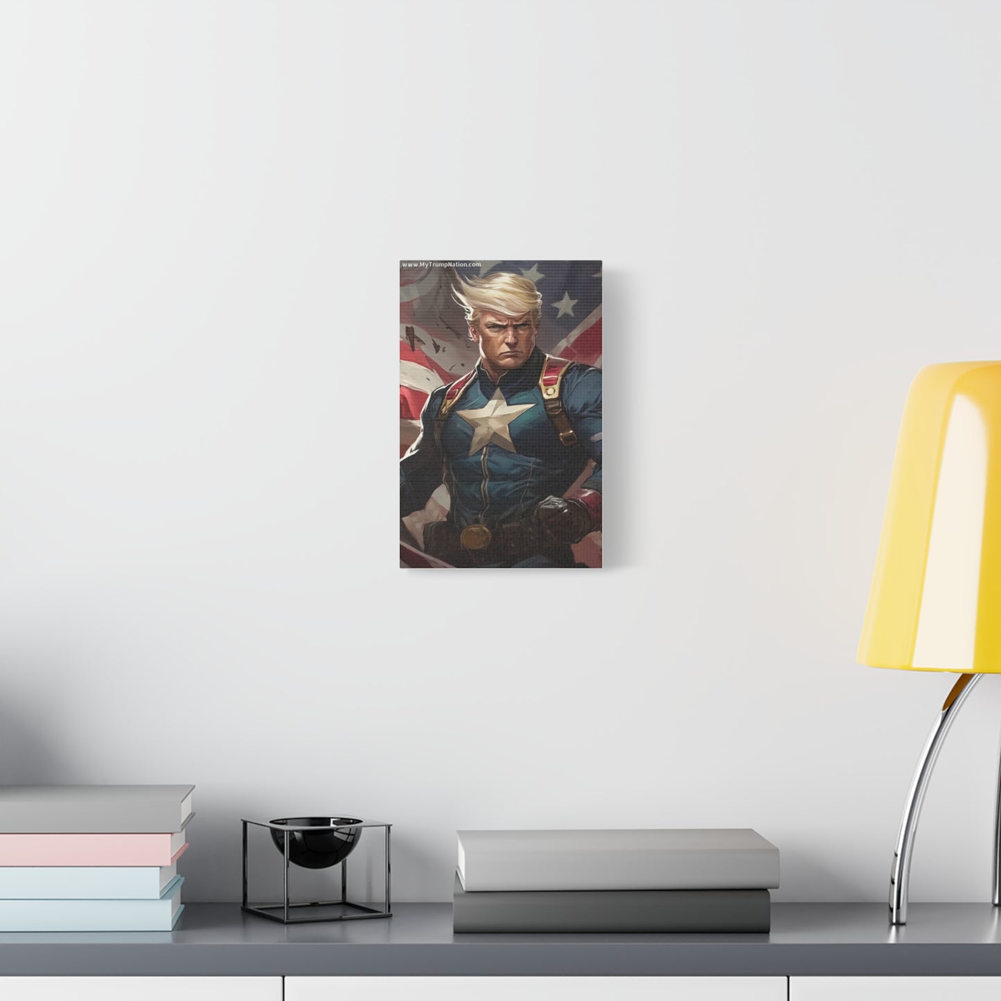 Donald Trump Patriotic Superhero Canvas Art