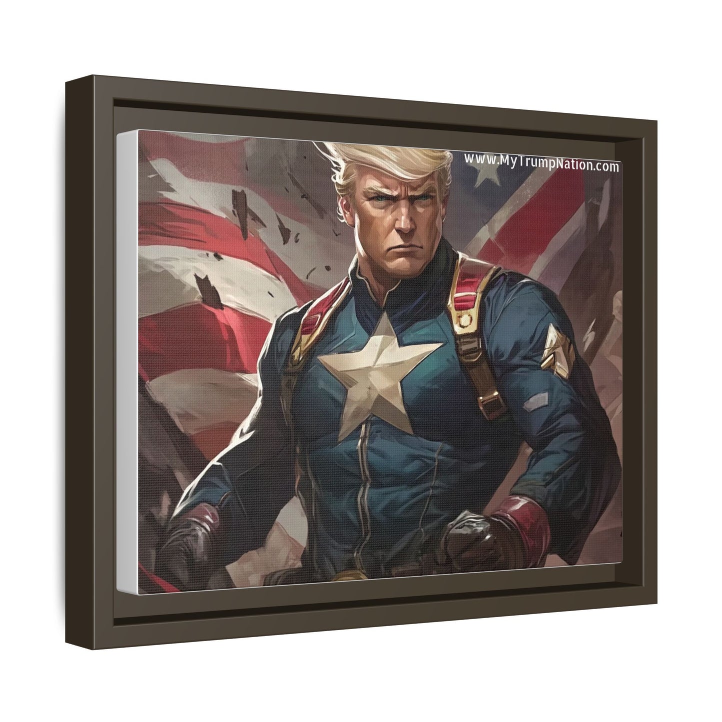 Donald Trump Patriotic Superhero Framed Canvas