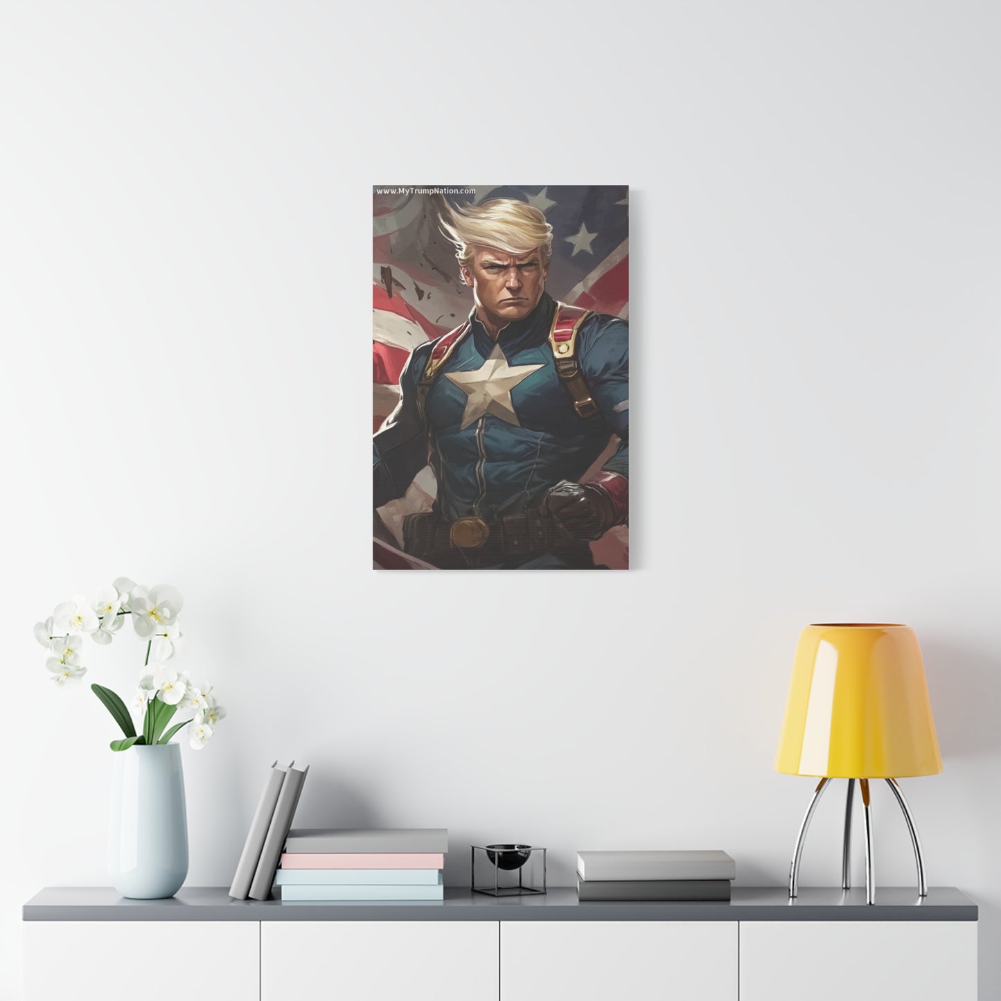 Donald Trump Patriotic Superhero Canvas Art