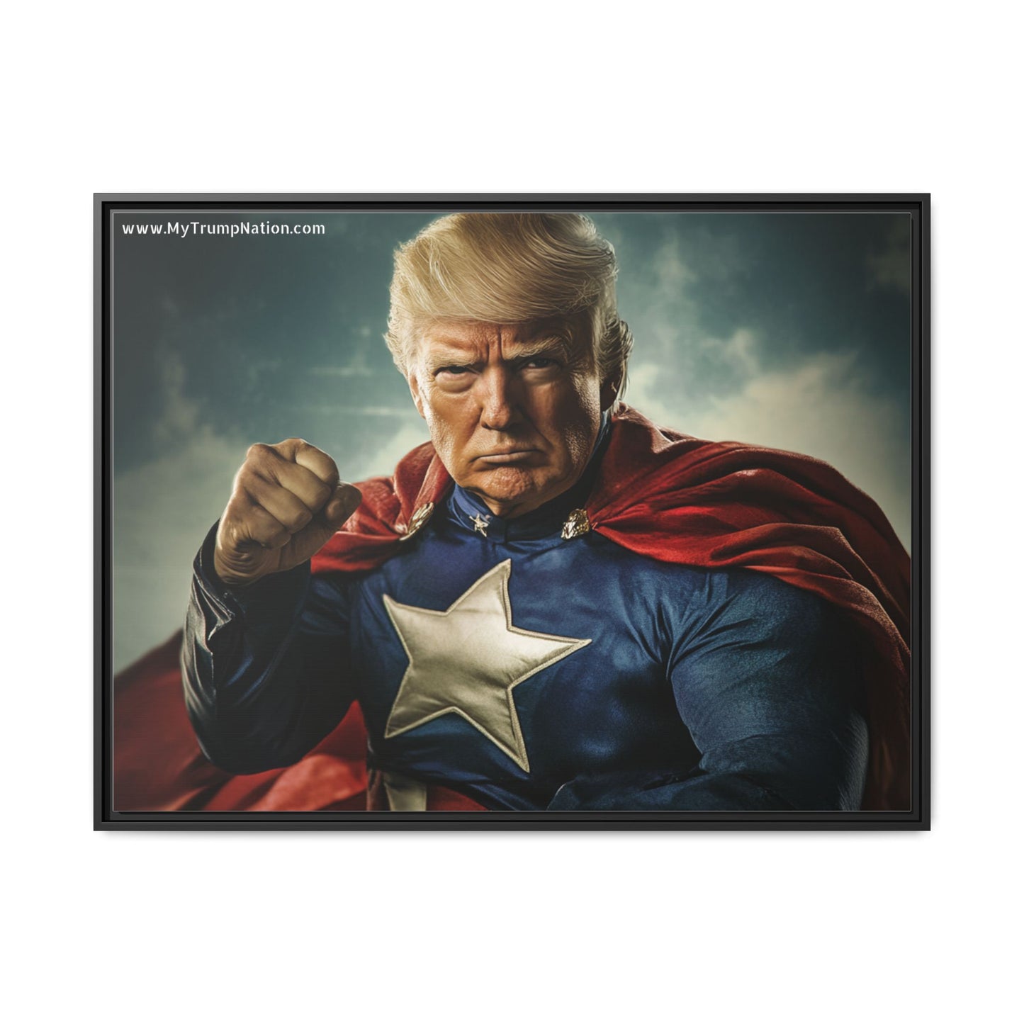 Donald Trump Patriotic Superhero Framed Canvas