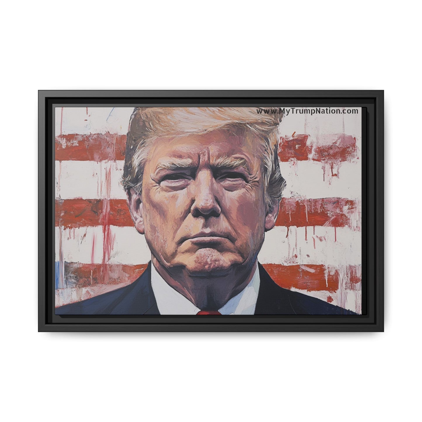 Patriotic Framed Canvas Art - Donald Trump Portrait
