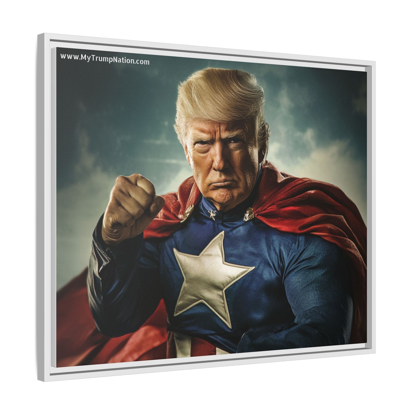 Donald Trump Patriotic Superhero Framed Canvas