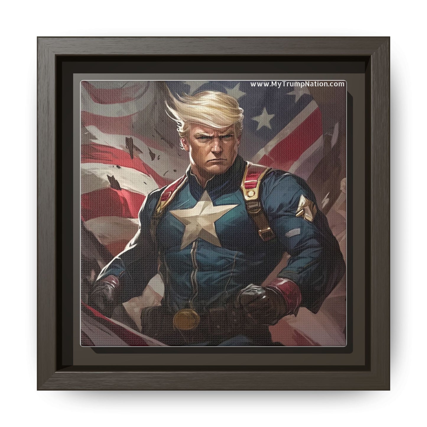 Donald Trump Patriotic Superhero Framed Canvas