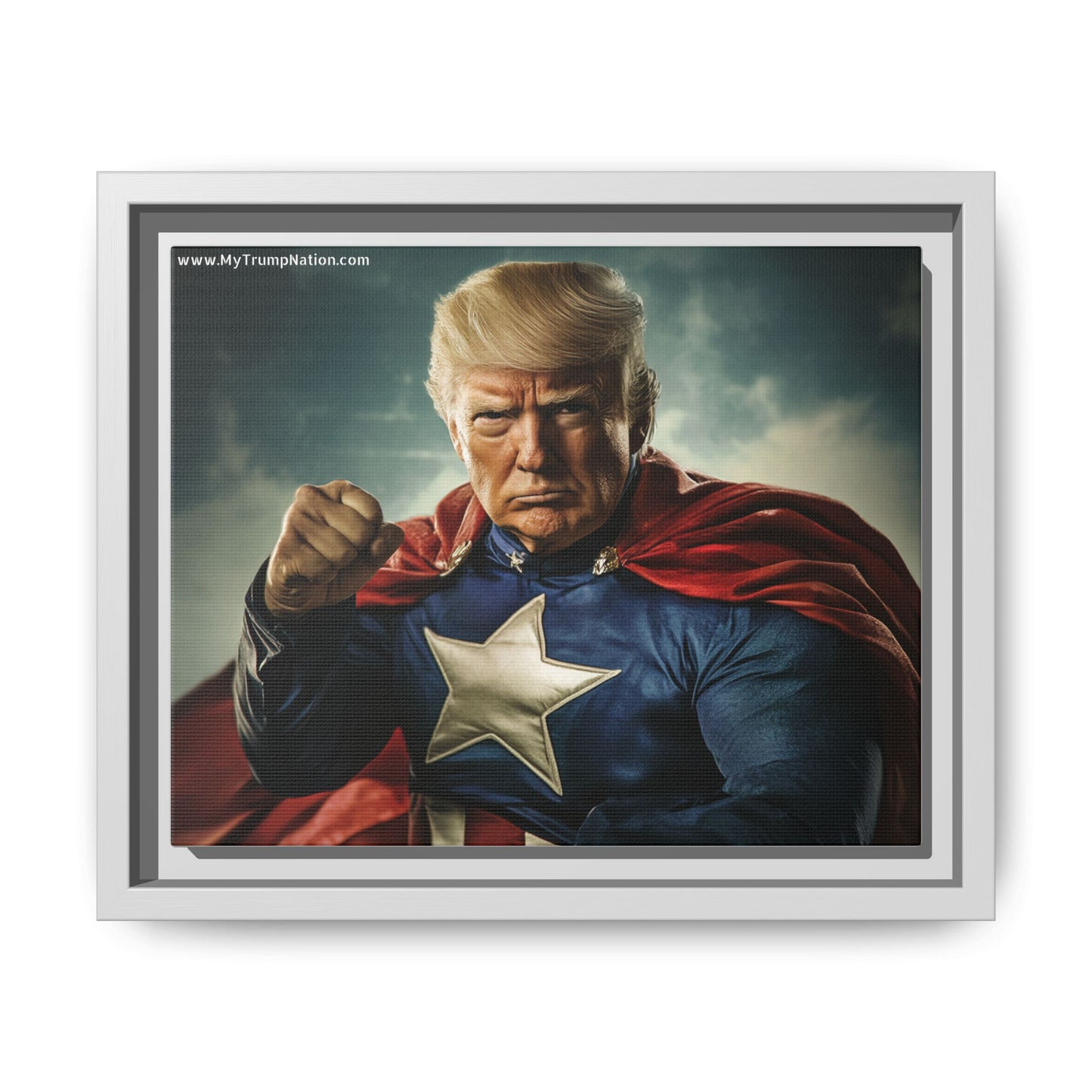 Donald Trump Patriotic Superhero Framed Canvas