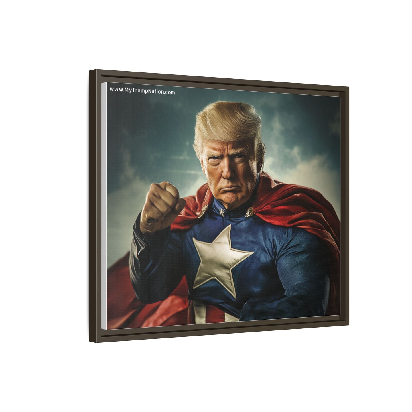 Donald Trump Patriotic Superhero Framed Canvas
