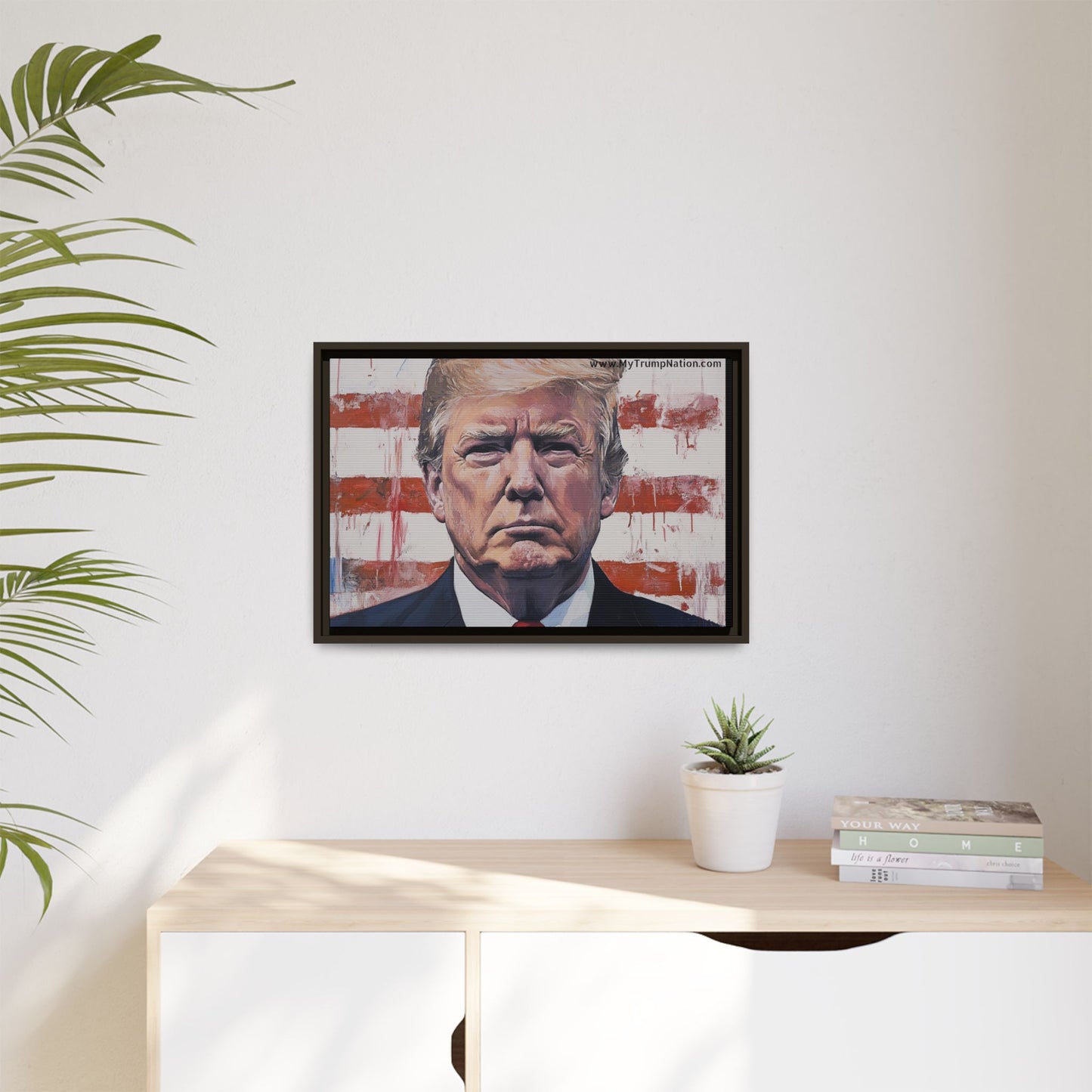 Patriotic Framed Canvas Art - Donald Trump Portrait