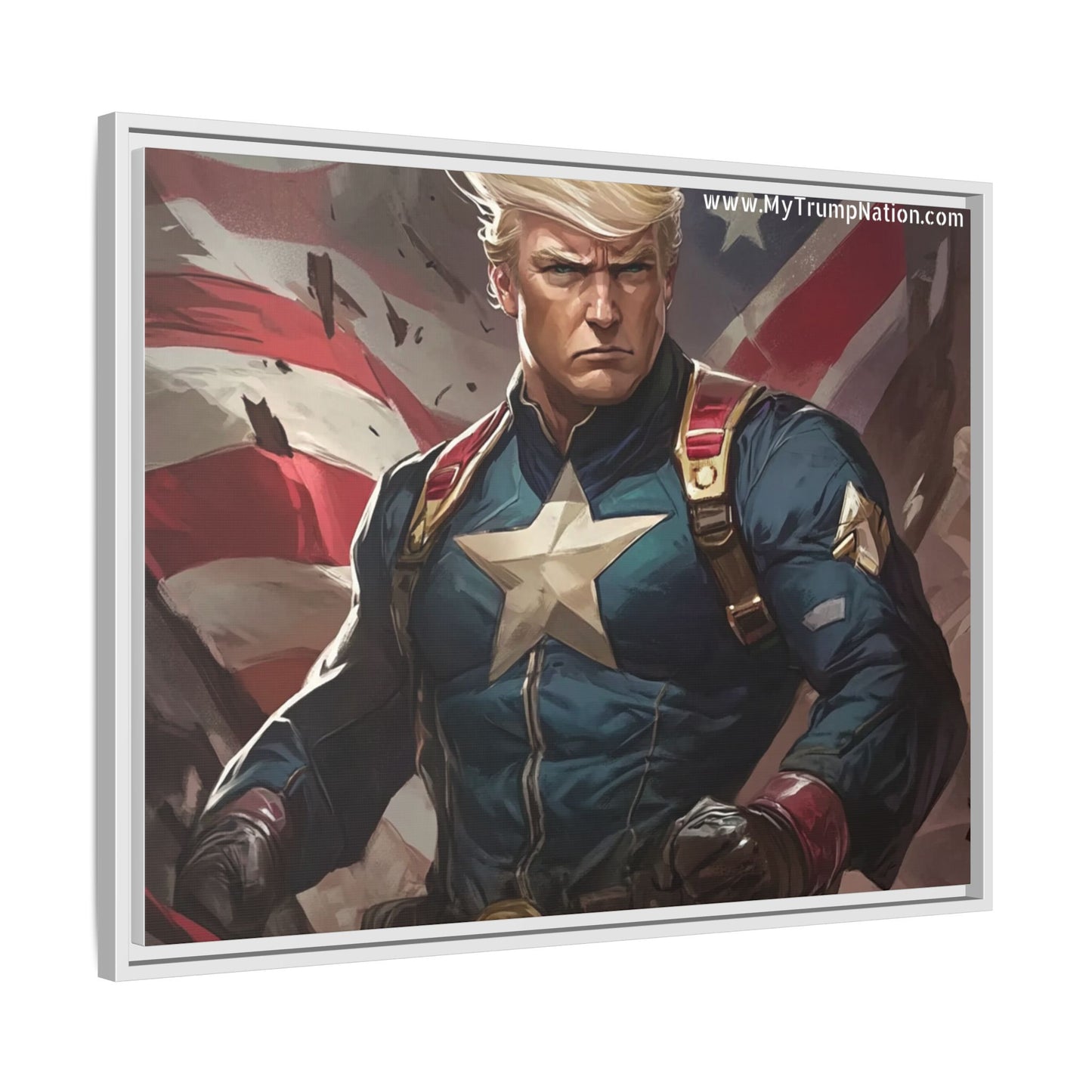 Donald Trump Patriotic Superhero Framed Canvas