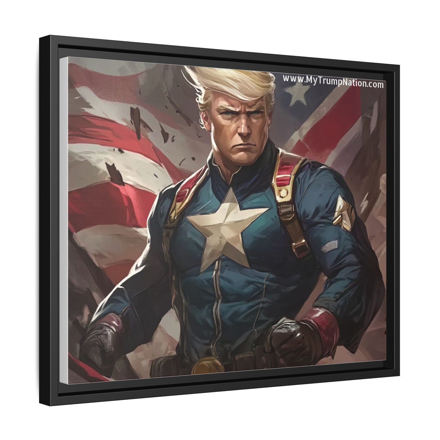Donald Trump Patriotic Superhero Framed Canvas
