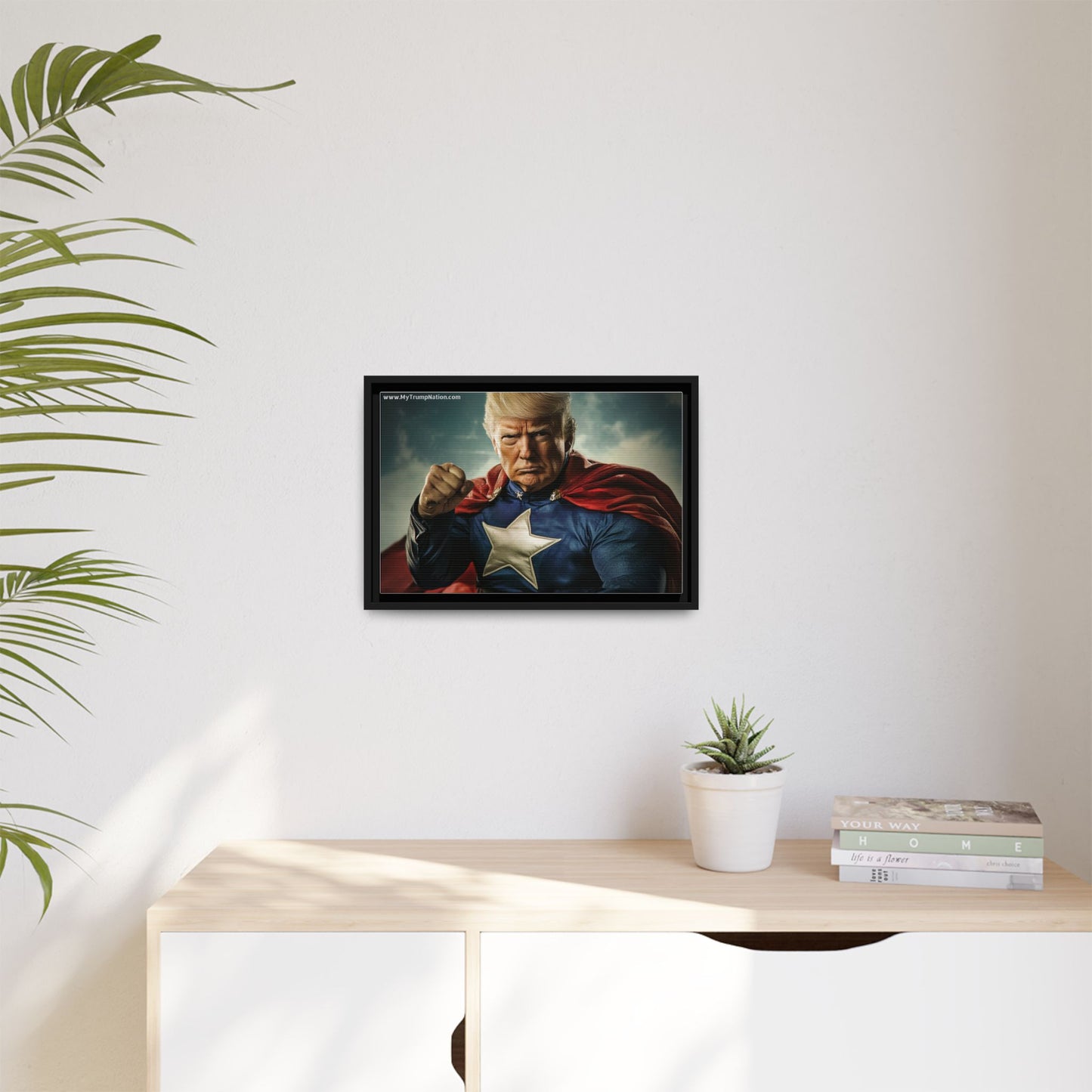 Donald Trump Patriotic Superhero Framed Canvas