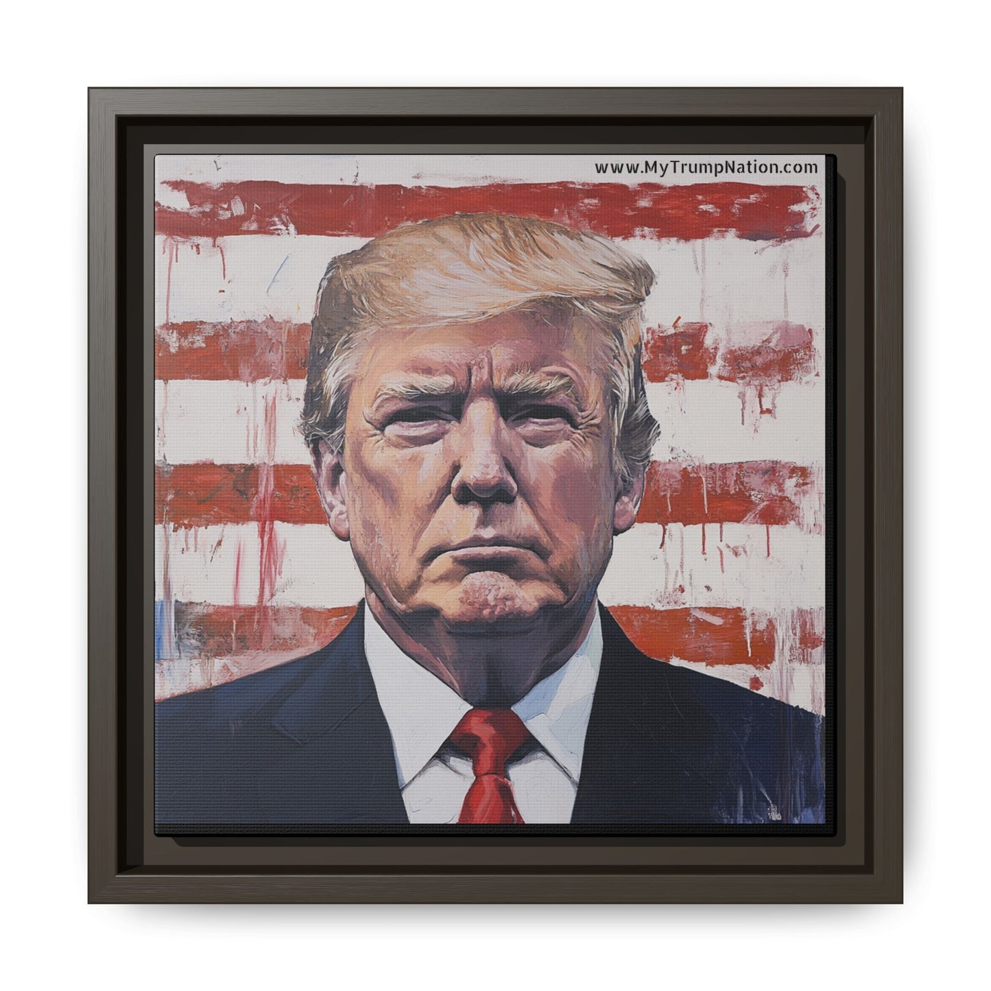 Patriotic Framed Canvas Art - Donald Trump Portrait