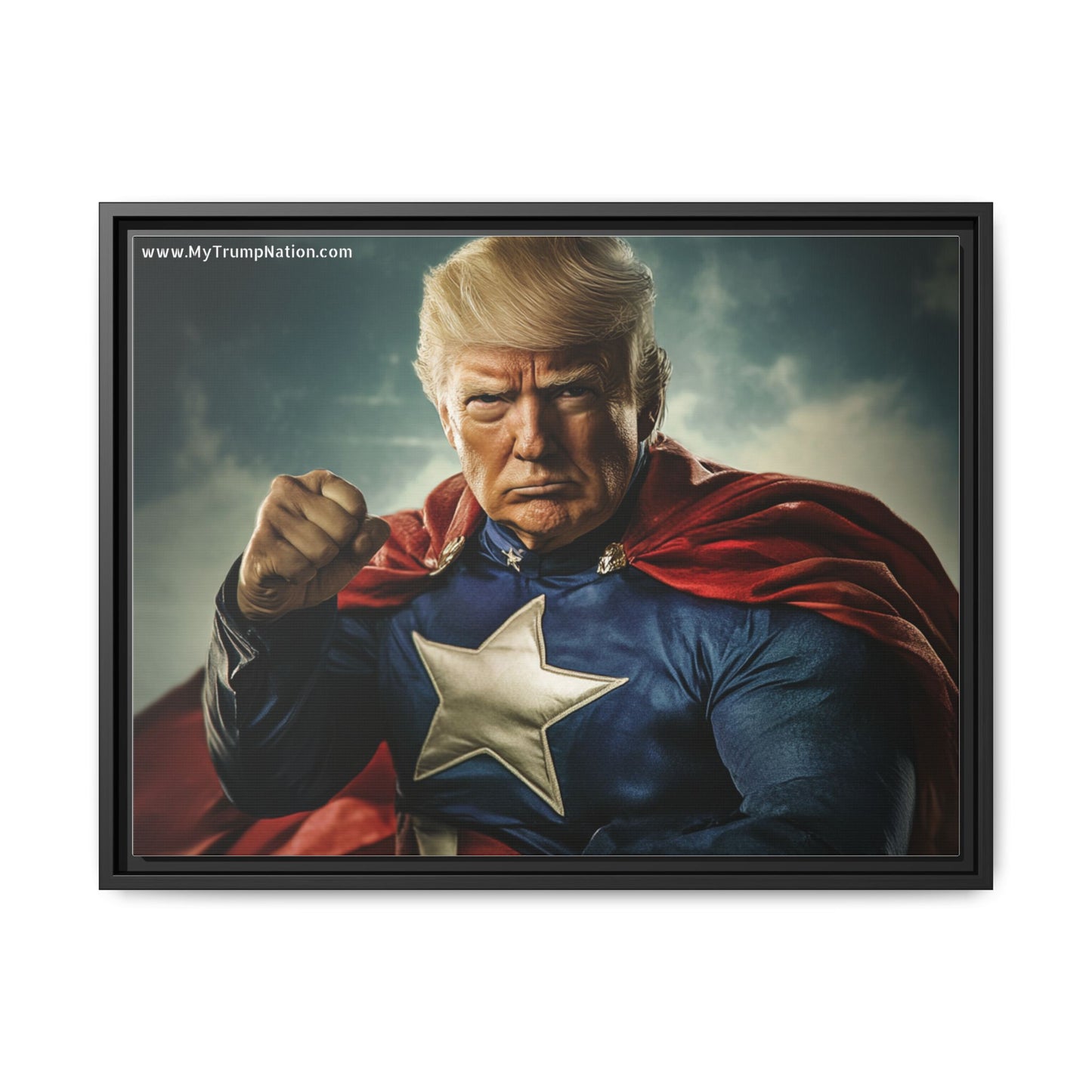 Donald Trump Patriotic Superhero Framed Canvas