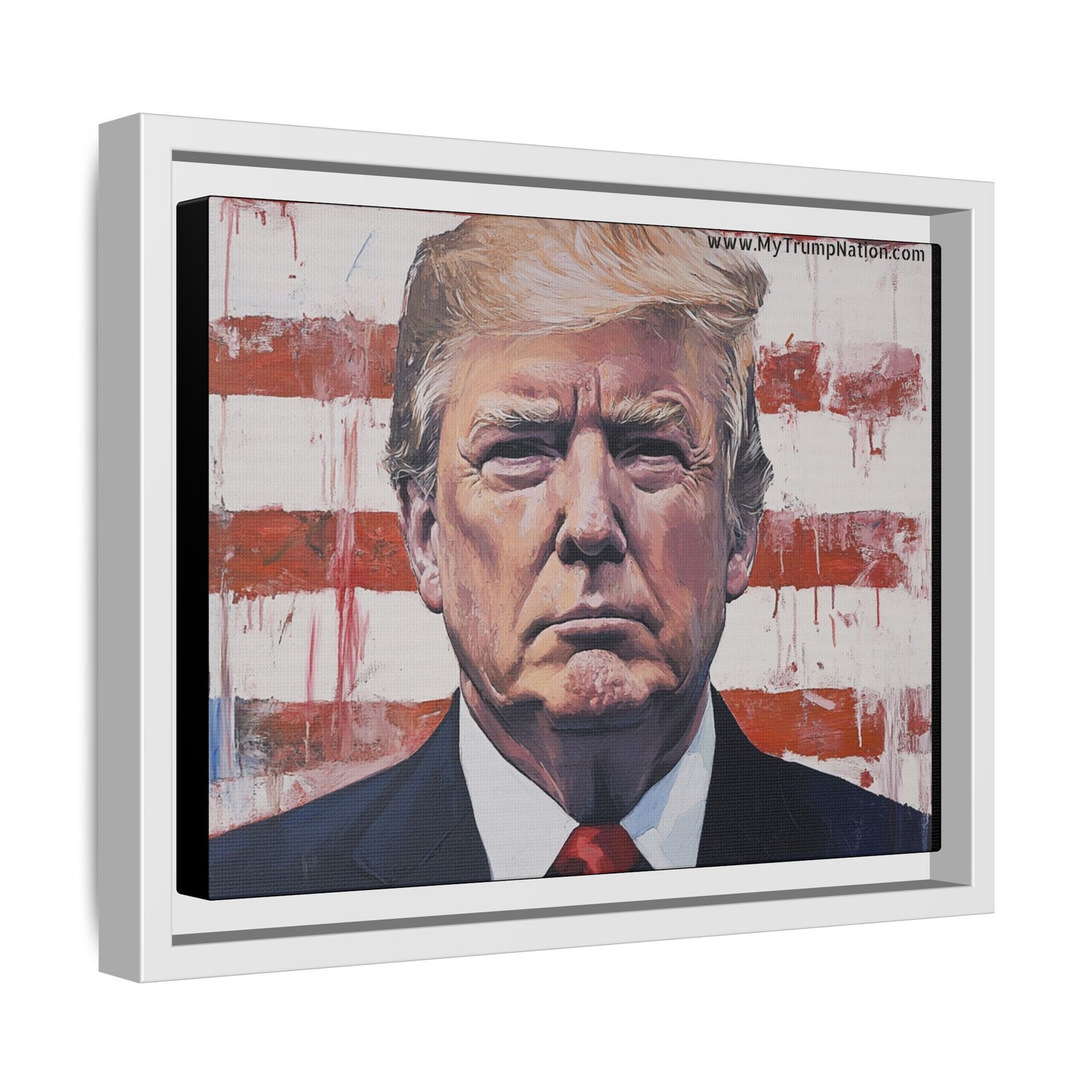Patriotic Framed Canvas Art - Donald Trump Portrait