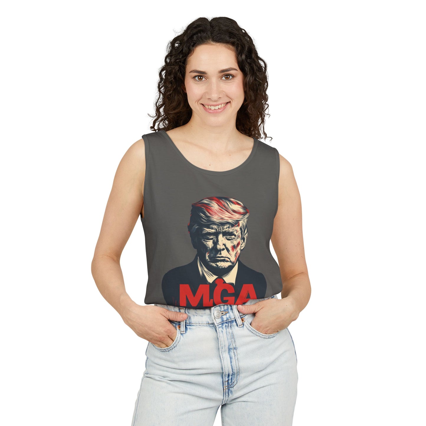 Unisex Garment-Dyed Tank Top - MAGA Graphic Tee for Political Enthusiasts