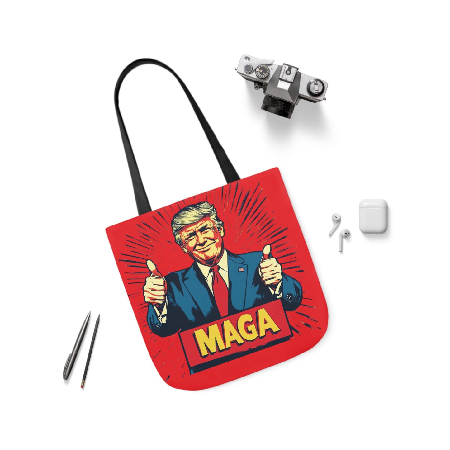 MAGA Canvas Tote Bag with Colorful Straps