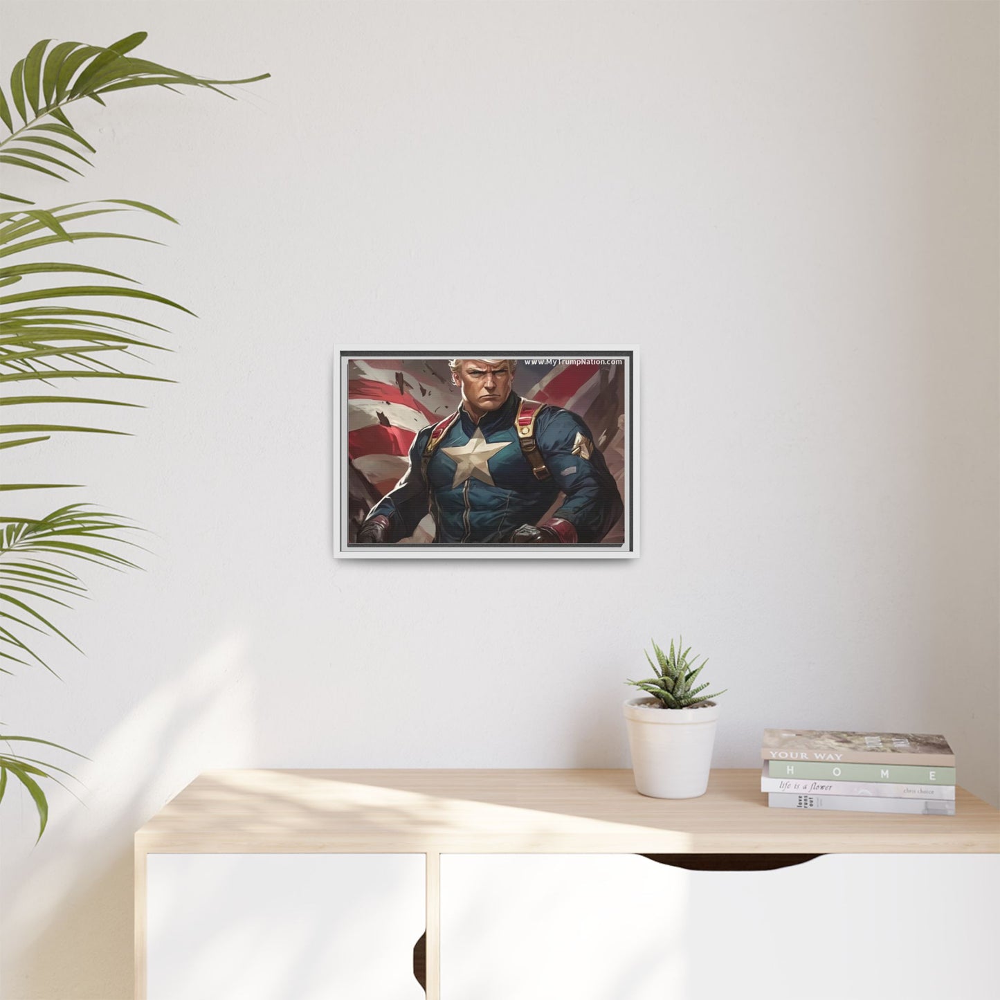 Donald Trump Patriotic Superhero Framed Canvas