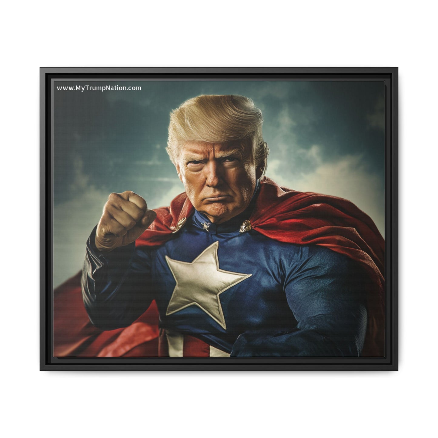 Donald Trump Patriotic Superhero Framed Canvas