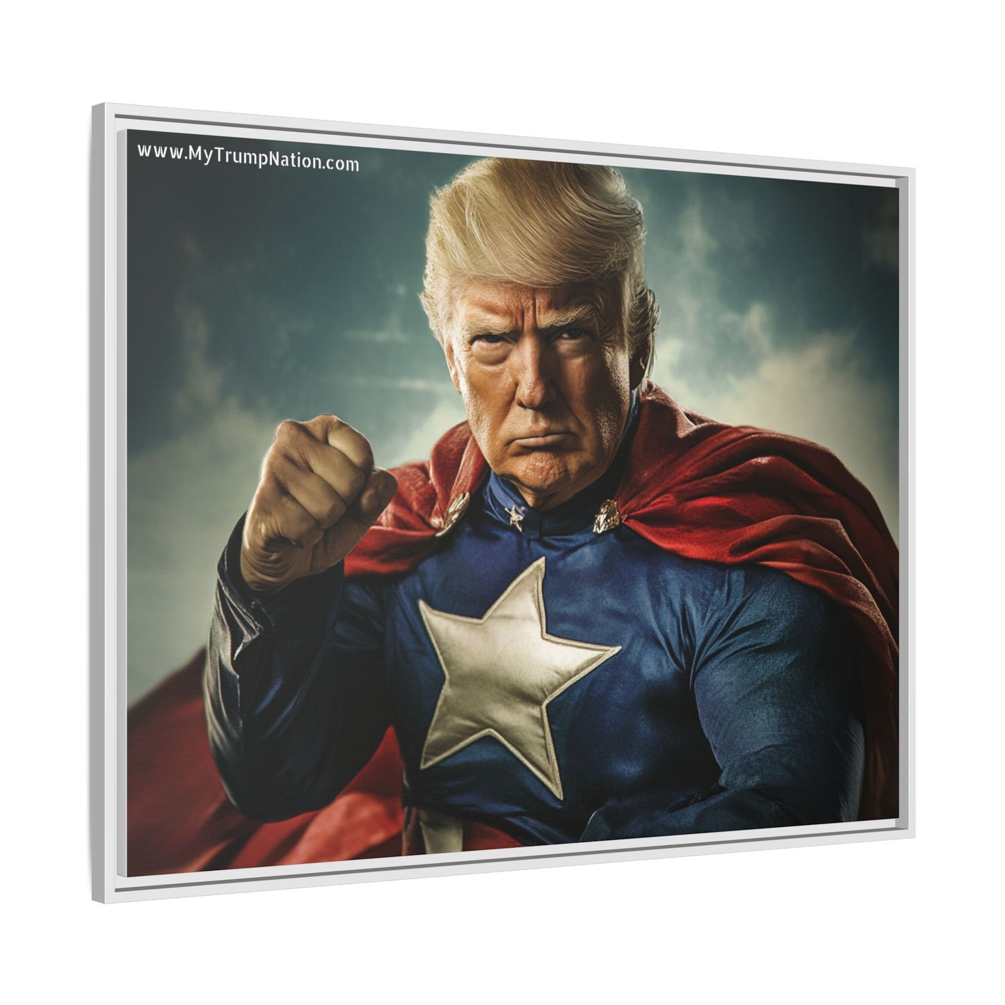 Donald Trump Patriotic Superhero Framed Canvas